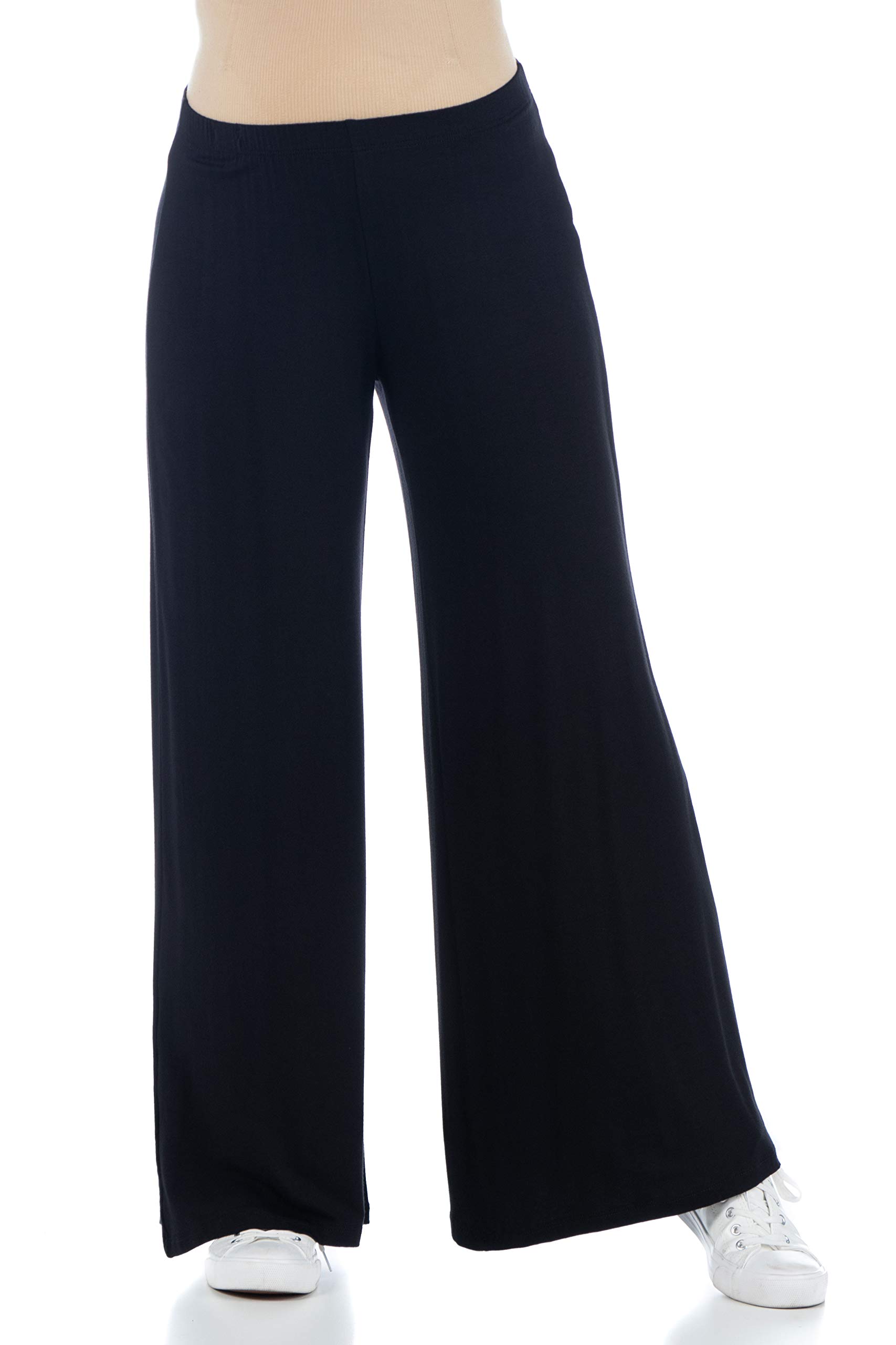 24Seven Comfort Apparel Women's Maternity Palazzo Lounge Pants - Soft Stretchy Solid Color Pregnancy Pants for Relaxing at Home, Yoga & Casual Wear