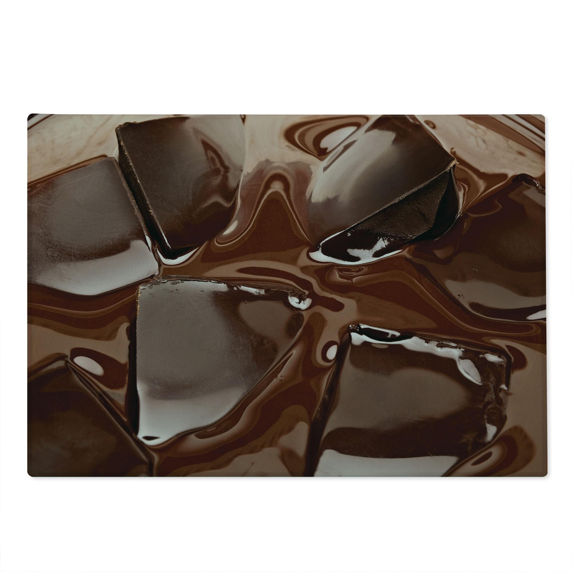Ambesonne Chocolate Cutting Board - Tempered Glass for Dessert Prep & Serving