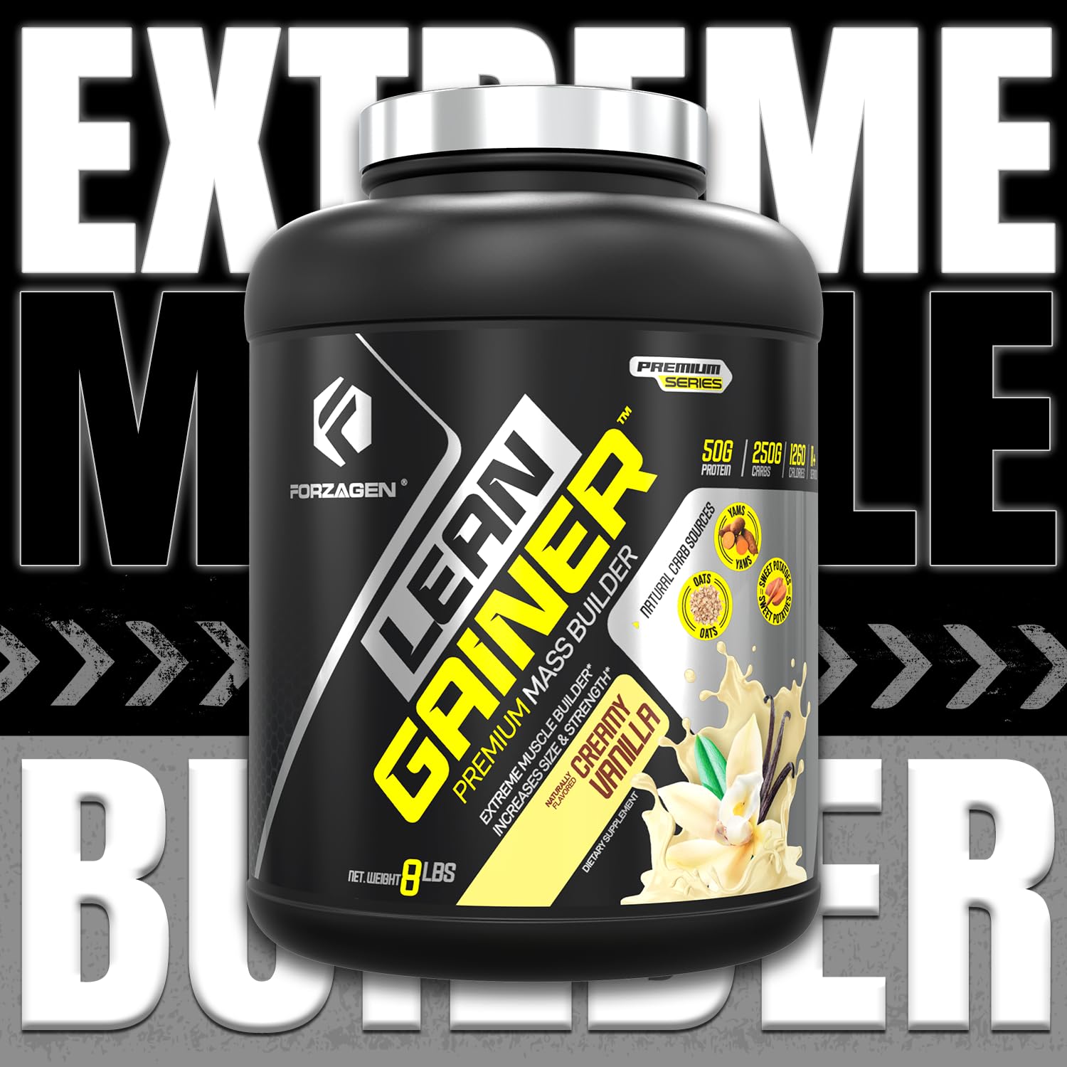 Forzagen Lean Gainer Premium Mass Builder Protein Powder - High Calorie Weight Gain & Muscle Building Supplement for Men & Women | Vanilla Flavor, 8 lbs (11 Servings) | Perfect for Post-Workout Recovery & Bulking Season Nutrition