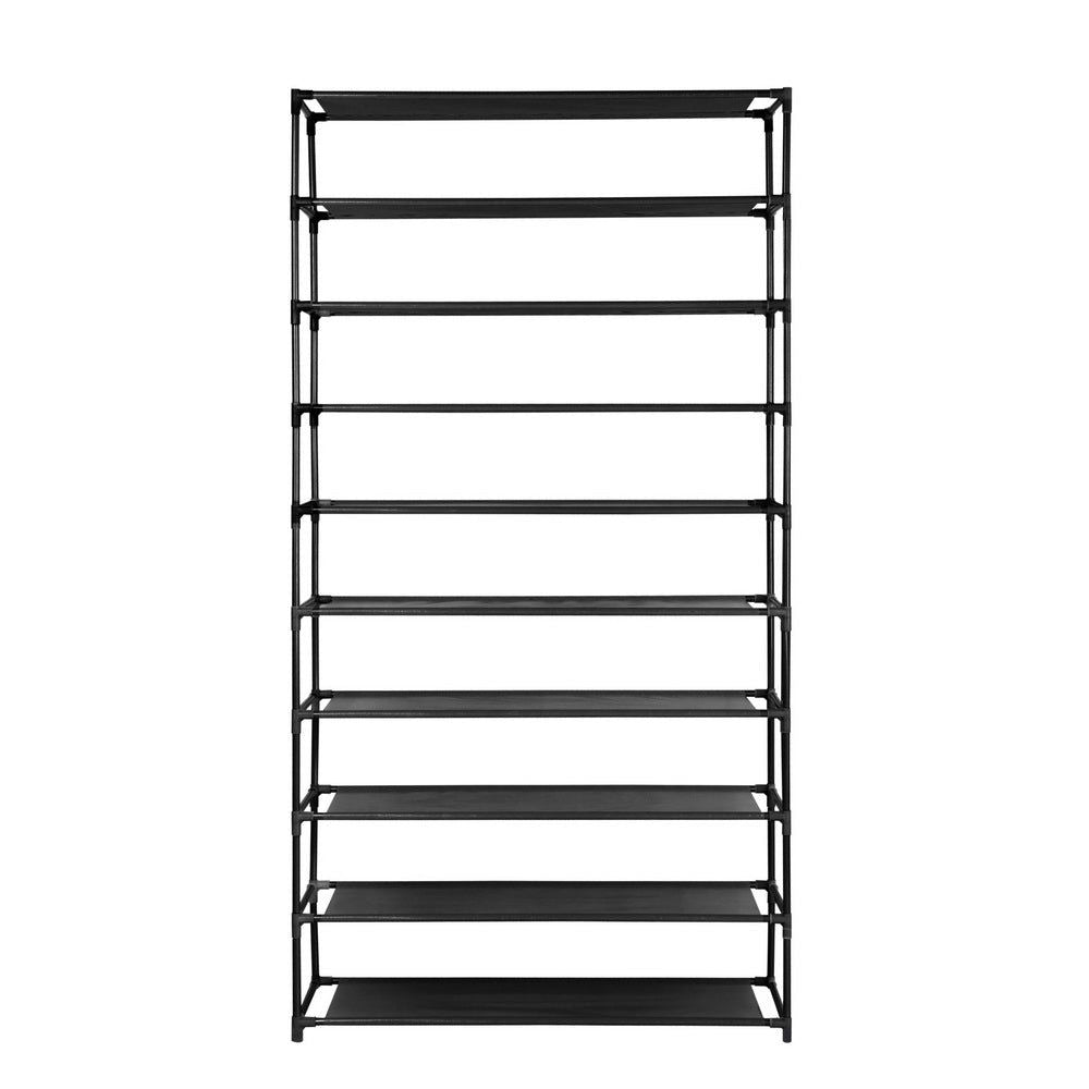 10-Tier Stackable Shoe Rack Organizer - Space Saving Black Shoe Storage for Closet, Entryway & Bedroom Organization