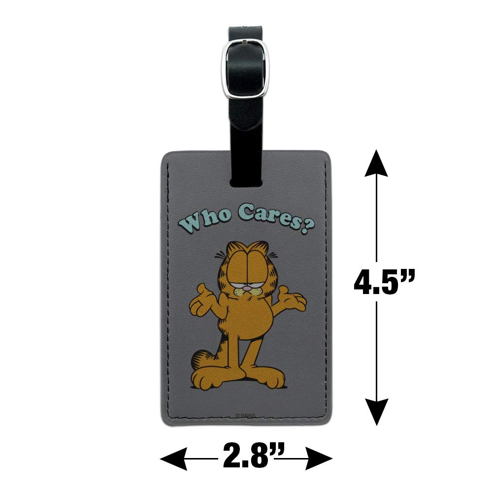 Garfield Who Cares? Rectangle Leather Luggage Tag - Durable Suitcase ID Card Holder for Travel Bags - Perfect for Carry-Ons, Checked Luggage & Backpack Identification
