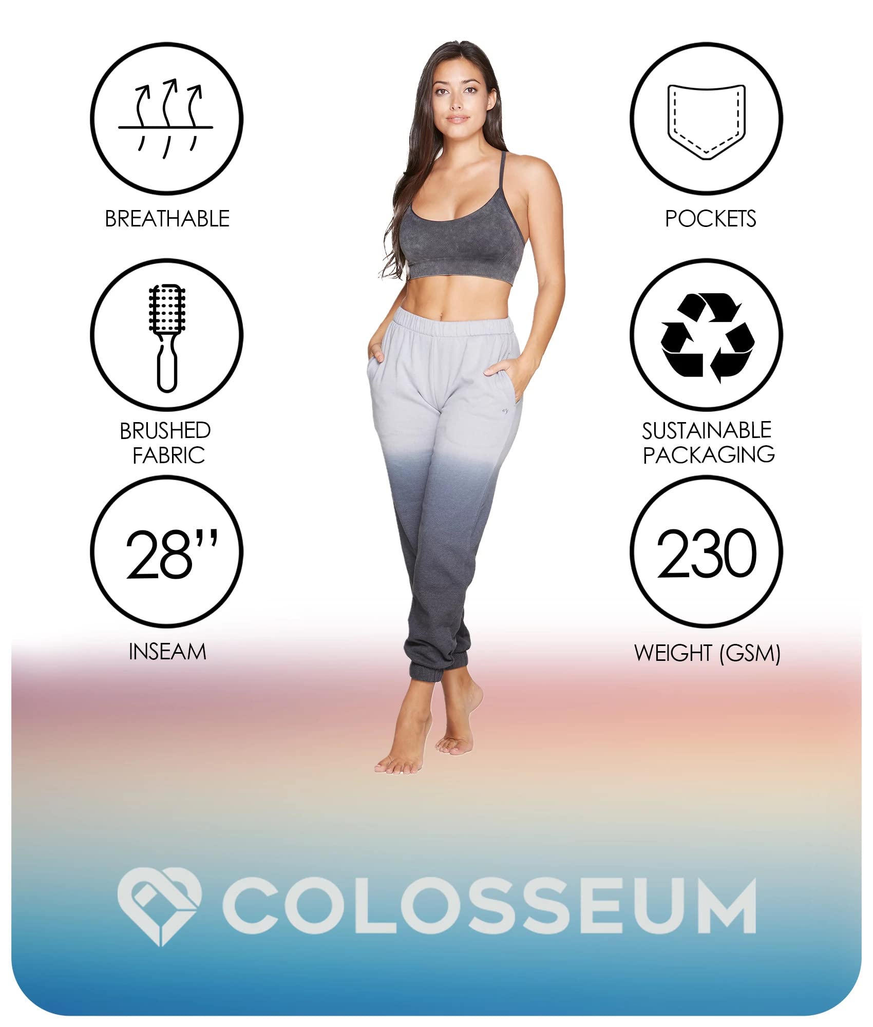COLOSSEUM Women's Fleece Jogger Pants - Soft & Comfortable High-Waisted Lounge Pants with Pockets for Yoga, Running & Home Wear