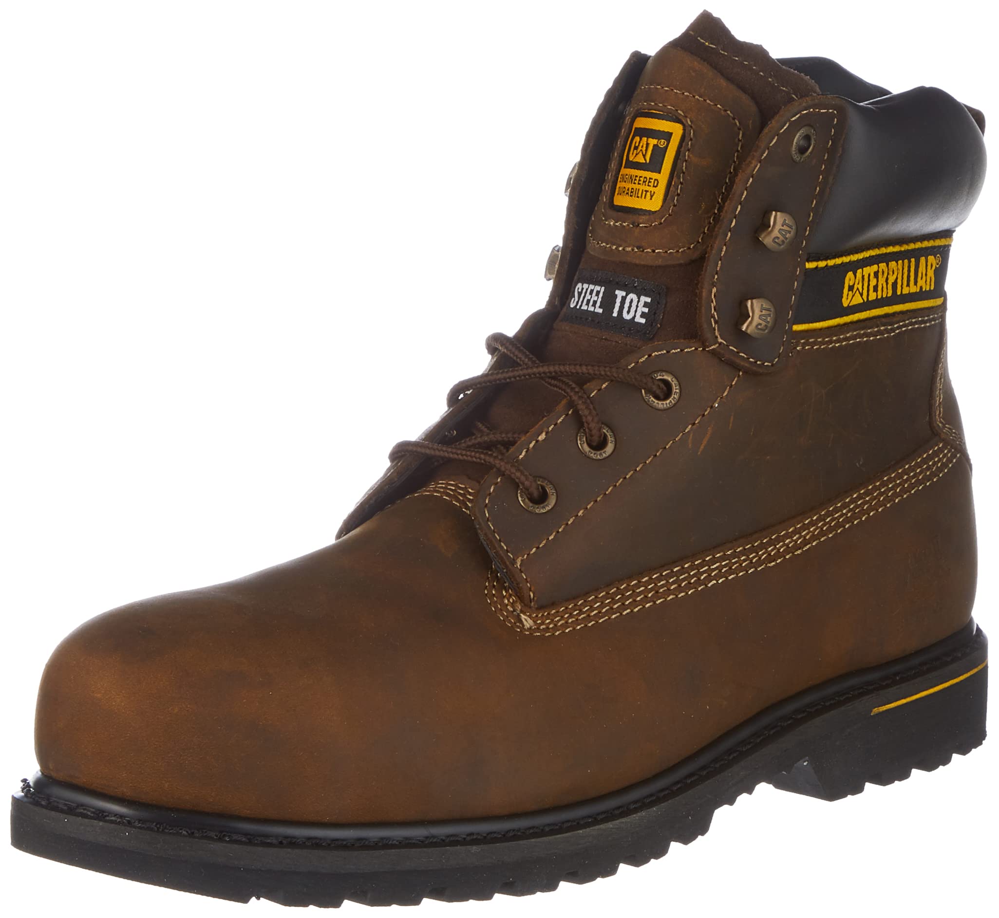 Cat Footwear Men's Safety Boots - Steel Toe Work Boots for Construction & Industrial Use, UK Size 6 (US Size 7) - Durable Slip Resistant Shoes for Outdoor Work & Heavy Duty Jobs