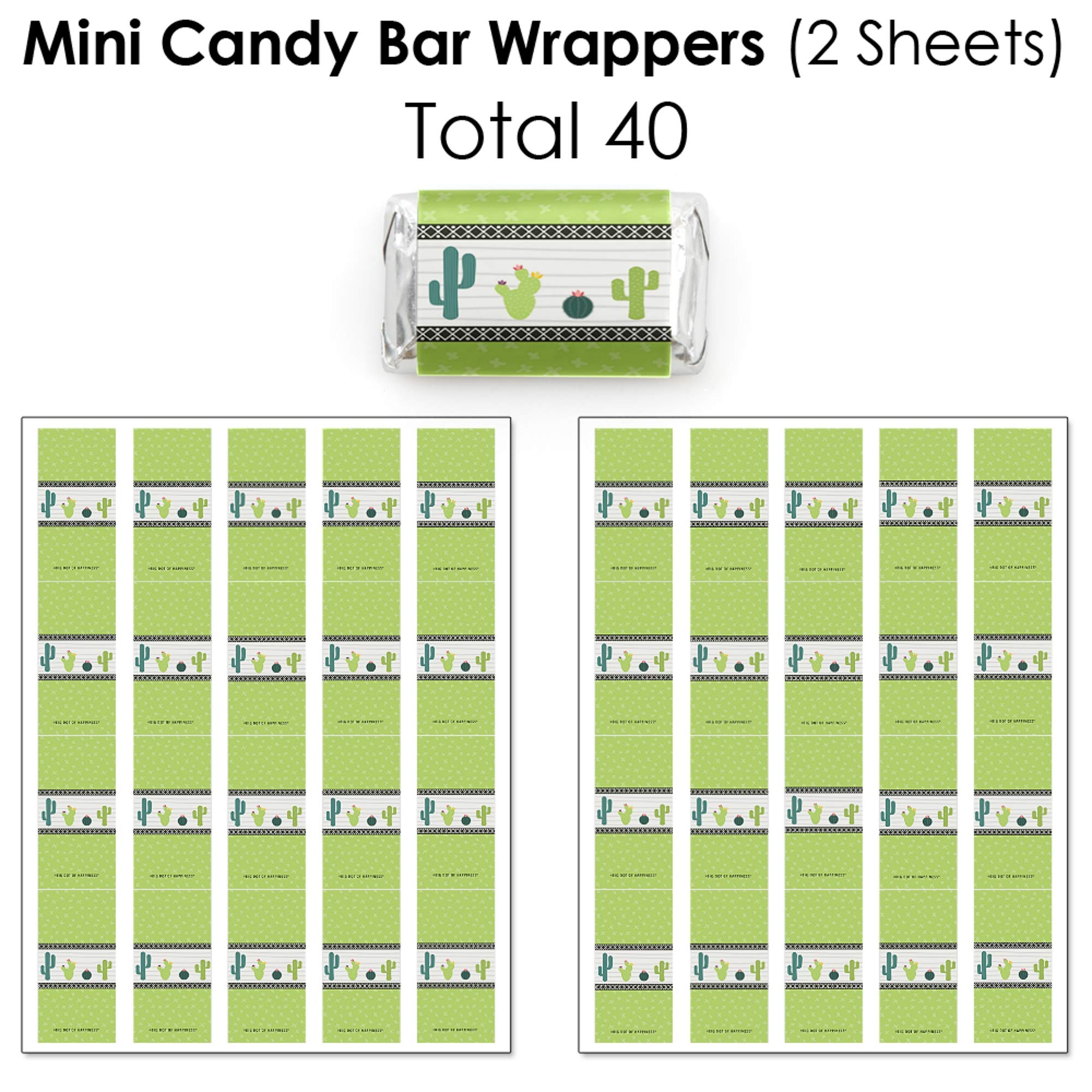 Big Dot of Happiness Prickly Cactus Party Supplies - 304-Piece Candy Bar Wrappers, Round Stickers & Favor Kit for Fiesta Celebrations - Perfect for Birthday Parties, Baby Showers & Mexican-Themed Events