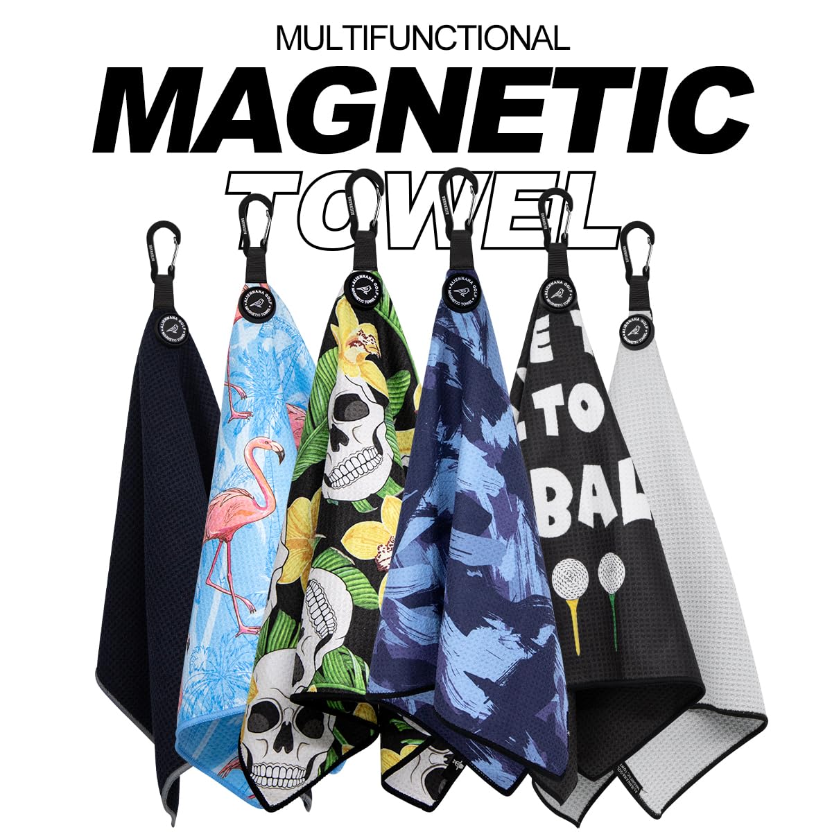 Premium Magnetic Golf Towel - Super Absorbent Microfiber Waffle Design with Secure Clip & Industrial Strength Magnet - Stays Firmly Attached to Golf Bags, Carts & Clubs (Blue) - Perfect for Golf Practice, Tournaments & Outdoor Sports
