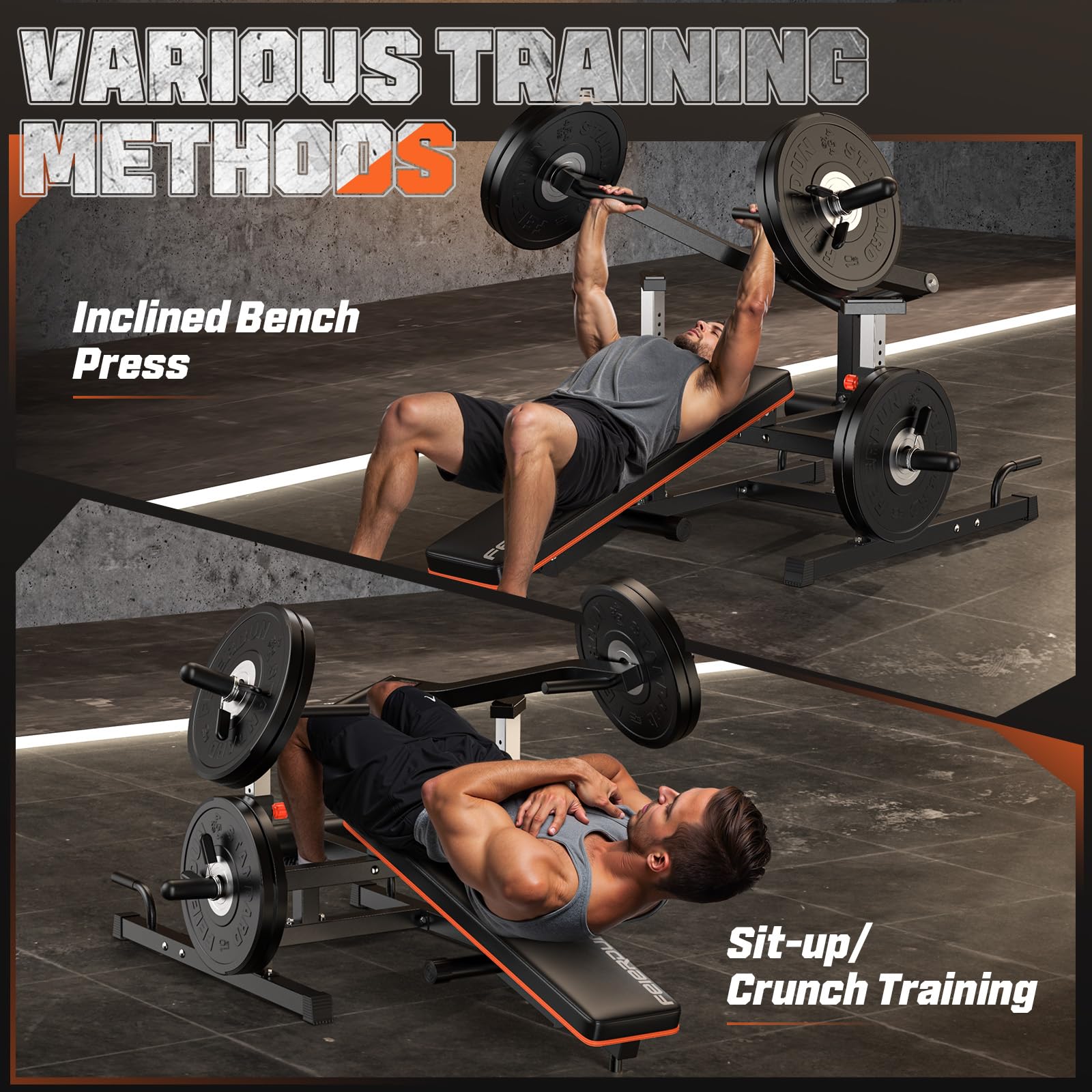 FEIERDUN 1250LBS Chest Press Machine with Independent Converging Arms - Adjustable Flat/Incline Bench for Chest, Arms & Shoulder Workouts - Home Gym Equipment for Strength Training & AB Exercises (Perfect for Small Spaces & Full-Body Workouts)