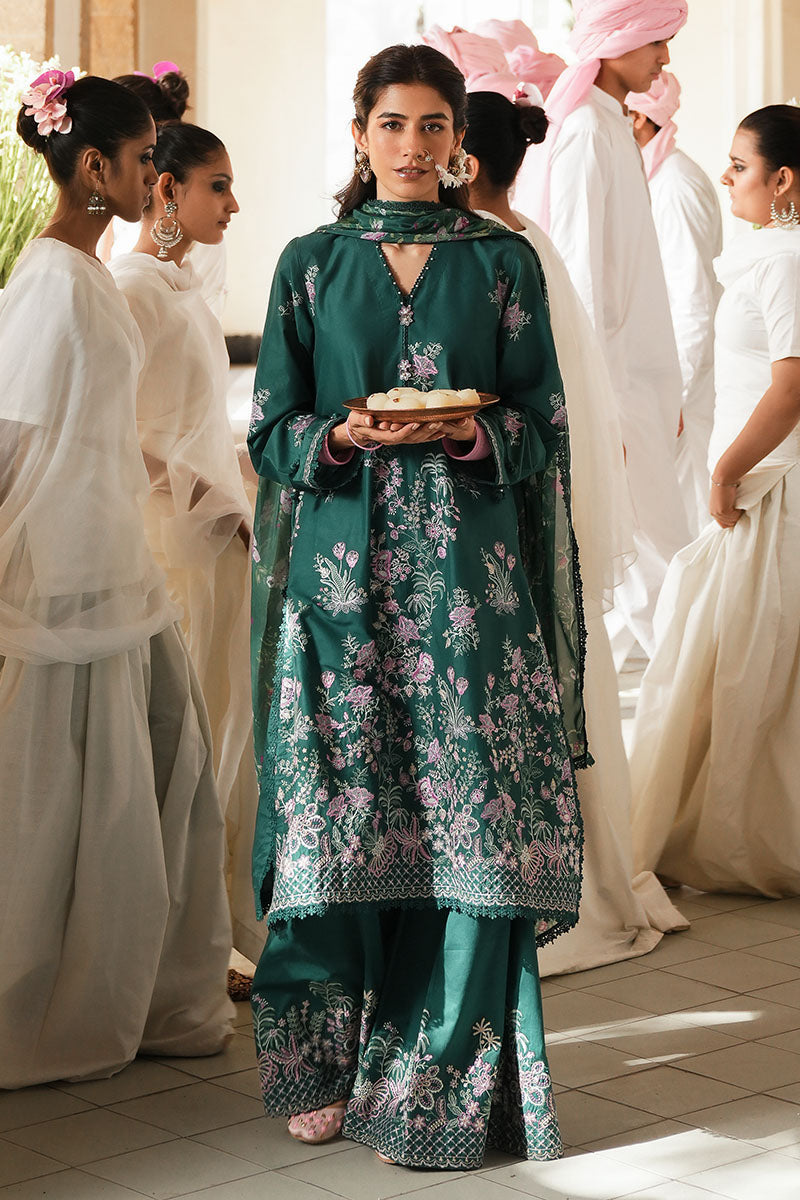 Laurel Green 3-Piece Embroidered Lawn Suit for Women | Elegant Pakistani Formal Dress | Perfect for Weddings, Parties & Special Occasions