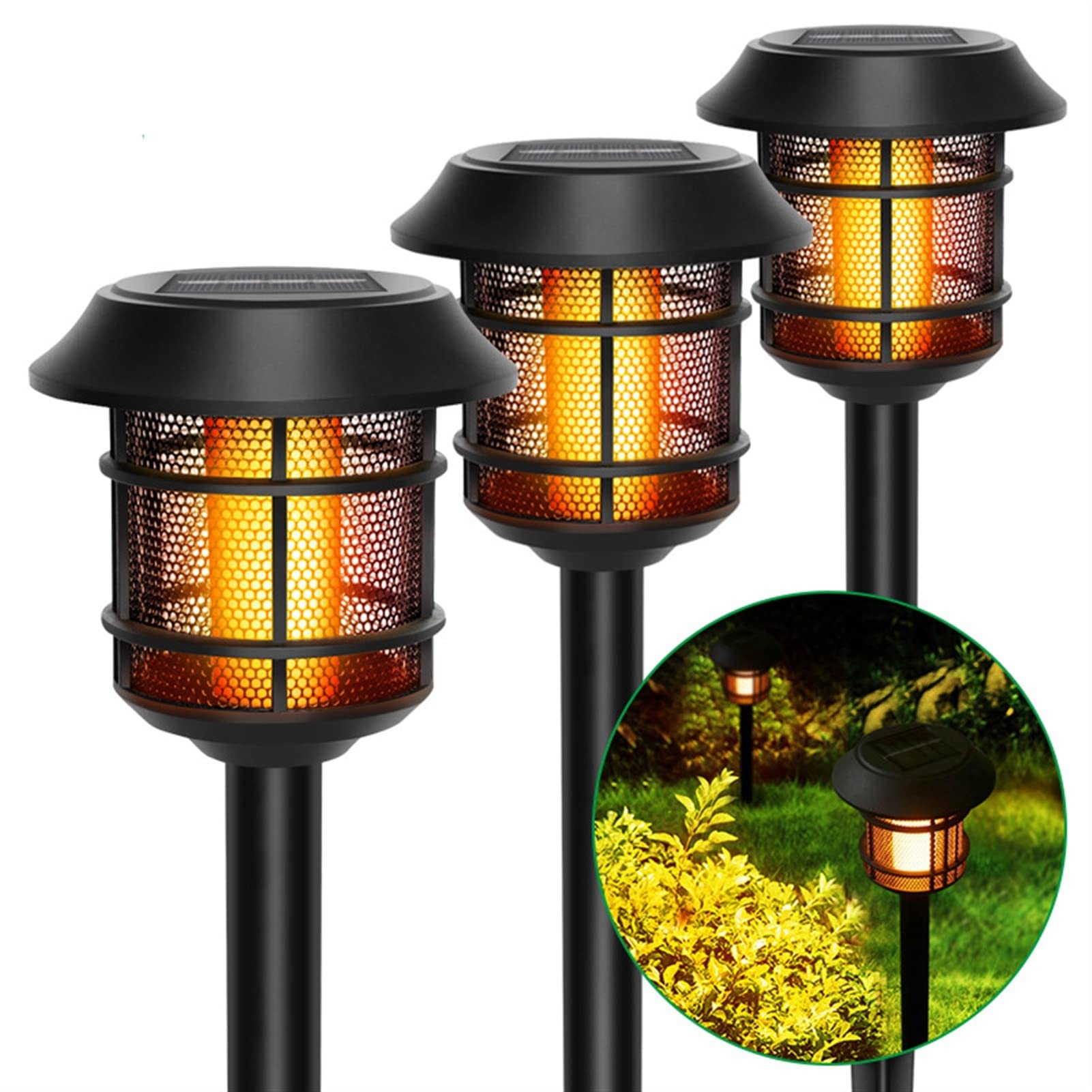 36 LED Solar Flame Lamp Outdoor Torch Lights - Waterproof Solar Garden & Post Lights with Dancing Flicker Effect for Landscape, Lawn, Yard Decor (4 Pack) - Perfect for Patio, Pathway, and Backyard Lighting