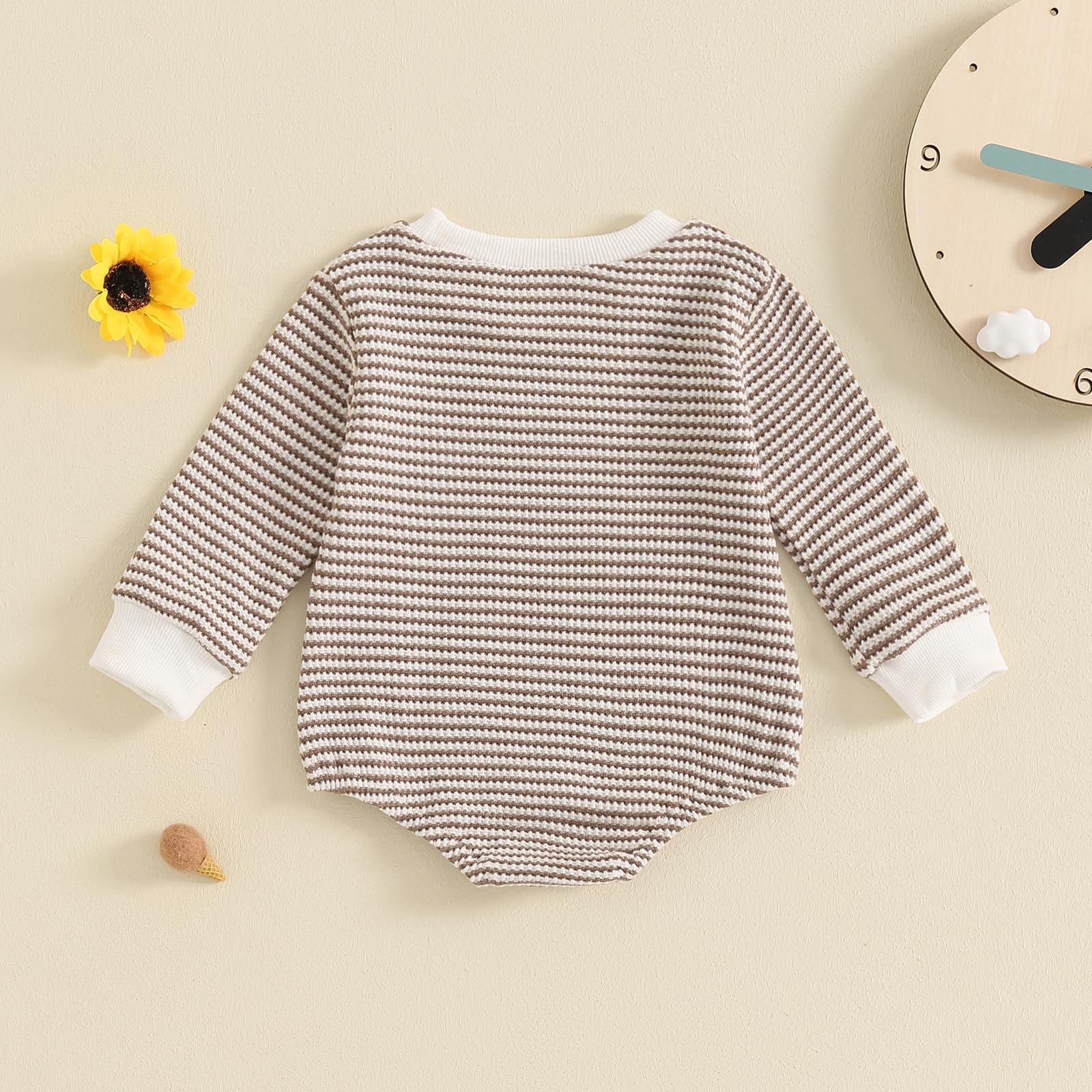 VISGOGO Unisex Baby Romper - Waffle Knit Long Sleeve Onesie for Newborns & Infants | Soft Bubble Oversized Bodysuit for Boys & Girls | Perfect for Playtime, Photo Shoots & Everyday Comfort