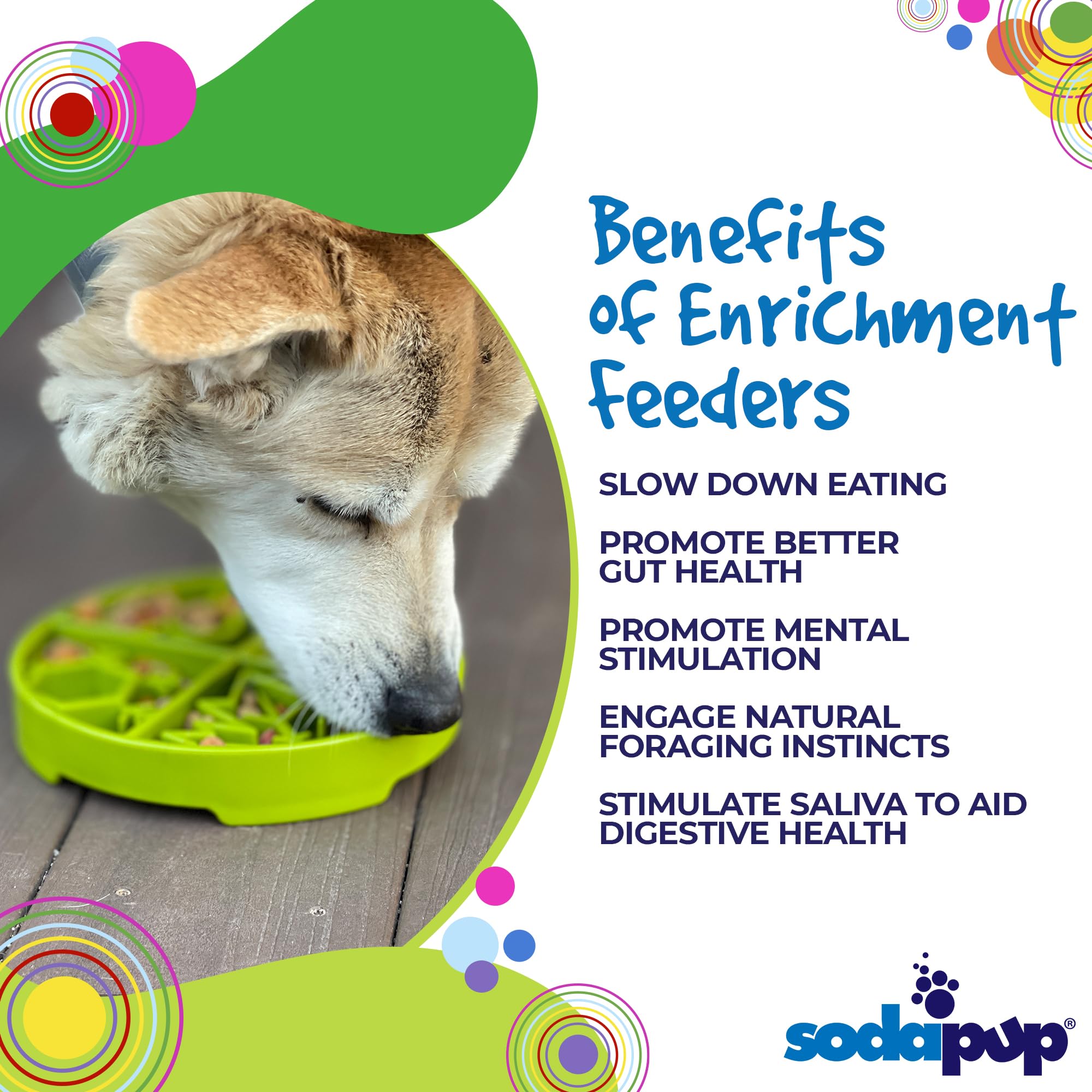 SodaPup Four Seasons Slow Feeder Dog Bowl - Non-Toxic Pet Food Dish for Mental Stimulation & Healthy Digestion | Durable USA-Made Puzzle Bowl to Slow Eating | Perfect for Mealtime Enrichment & Training