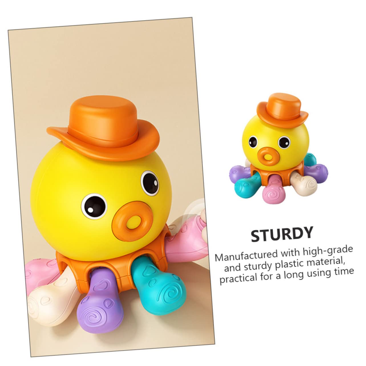 HEMOTON 3-Piece Wind-Up Octopus Bath Toys - Cute Orange Plastic Water Toys for Kids, Pool & Bathtime Fun | Bathing, Swimming & Sensory Play