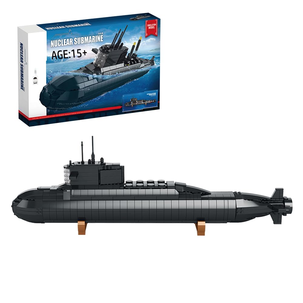 Military Submarine Building Block Set - LED Light WWII Battleship Model Kit, Compatible with Lego | Collectible Home Decor, Gift for Boys, Teens & Adults | Perfect for History Enthusiasts, Room Display & Creative Play