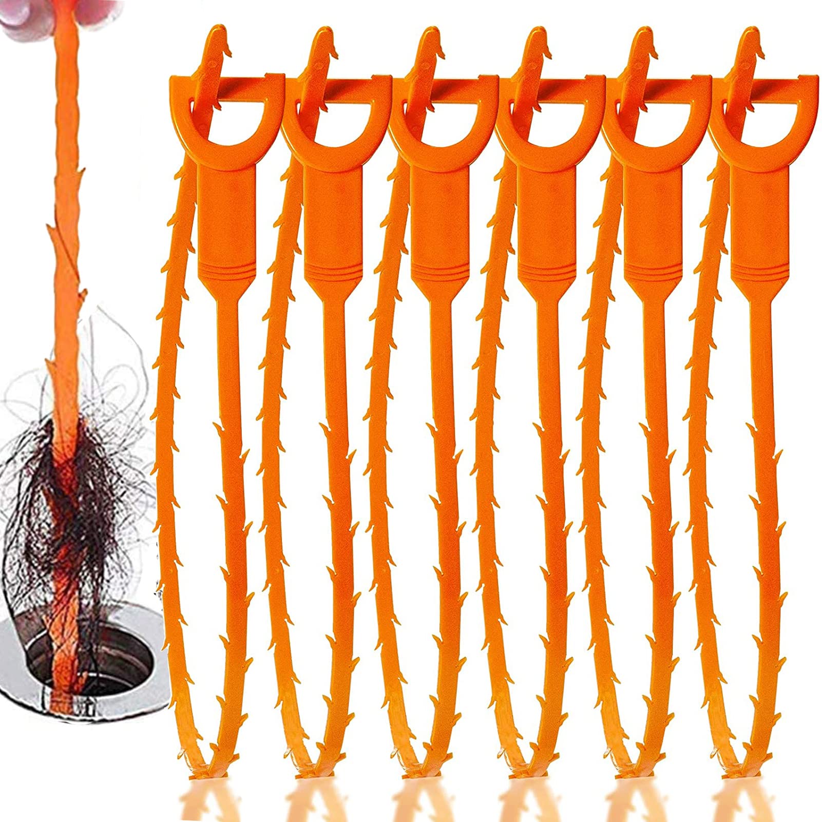 **LCKLA 6-Pack Drain Clog Remover & Hair Catcher Tool – Toilet, Shower, Kitchen Sink, Bathtub, Bathroom Sewer Cleaner – Prevent Clogs & Maintain Hygiene**    *(Use for quick, mess-free hair removal in sinks, showers, and tubs to keep drains flowing smoothly.)*
