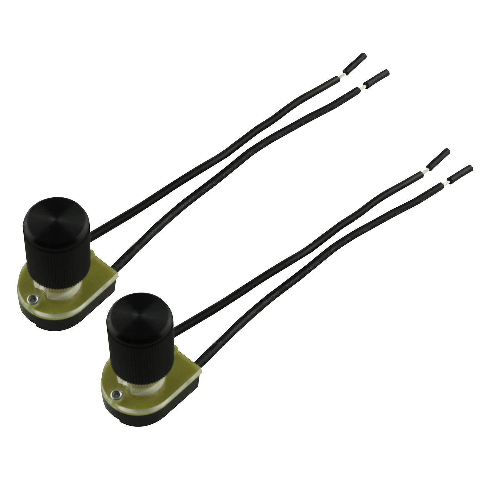 2PCS 360 Degree Rotary Canopy Switch with Metal Threaded Base - Round Wired Light Switches for Ceiling Fans, Lamps & Pendant Lights - Easy Installation & Durable Design