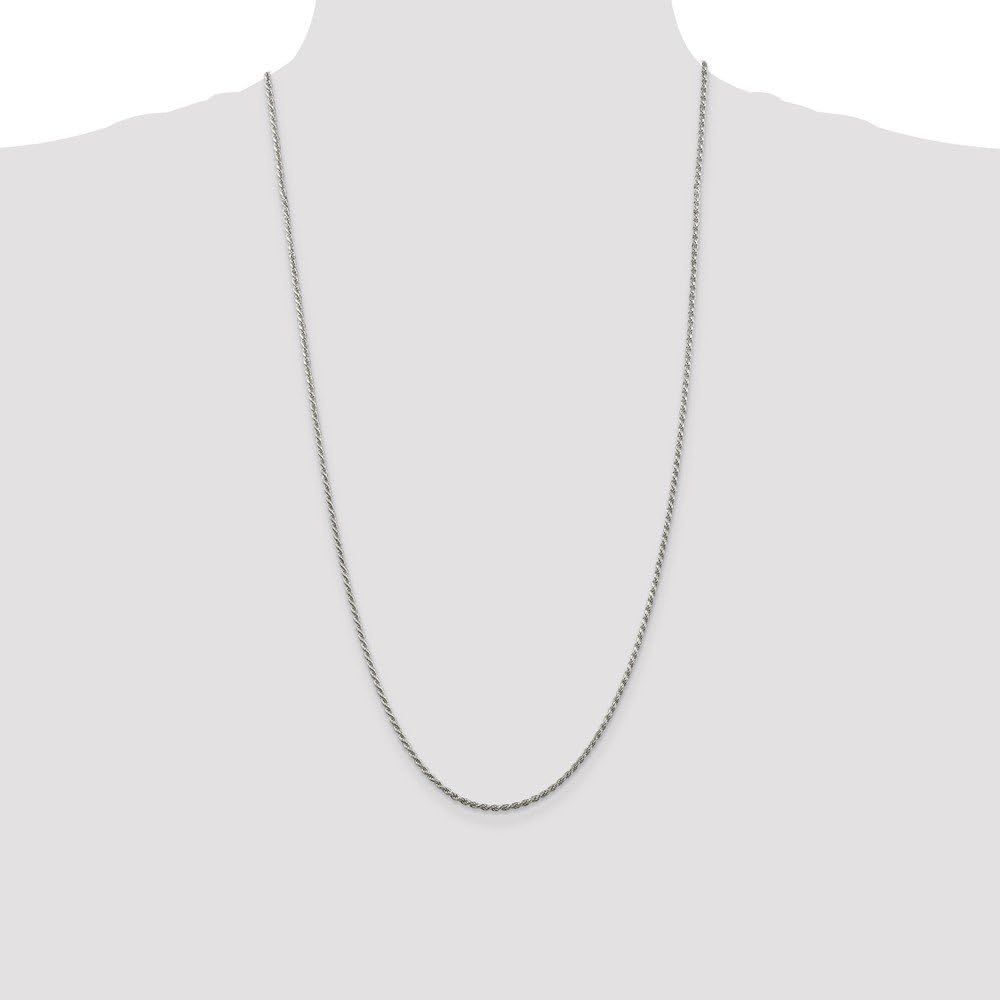 Diamond2Deal Sterling Silver 1.85mm Diamond-Cut Rope Chain Necklace for Women - Elegant Layering Jewelry for Everyday Wear & Special Occasions