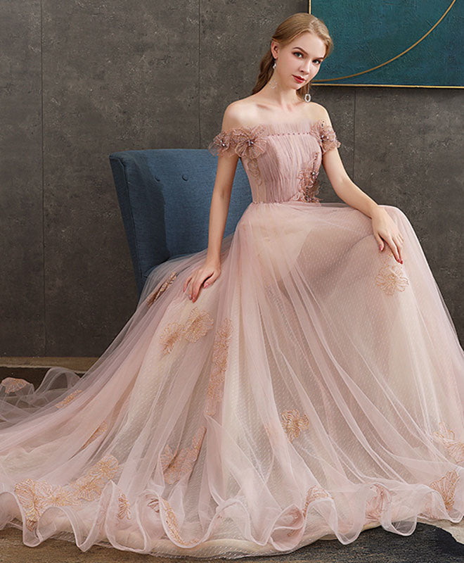Elegant Pink Tulle Lace Long Prom Dress for Women - Formal Evening Gown for Homecoming, Ball, Wedding Party & Special Occasions