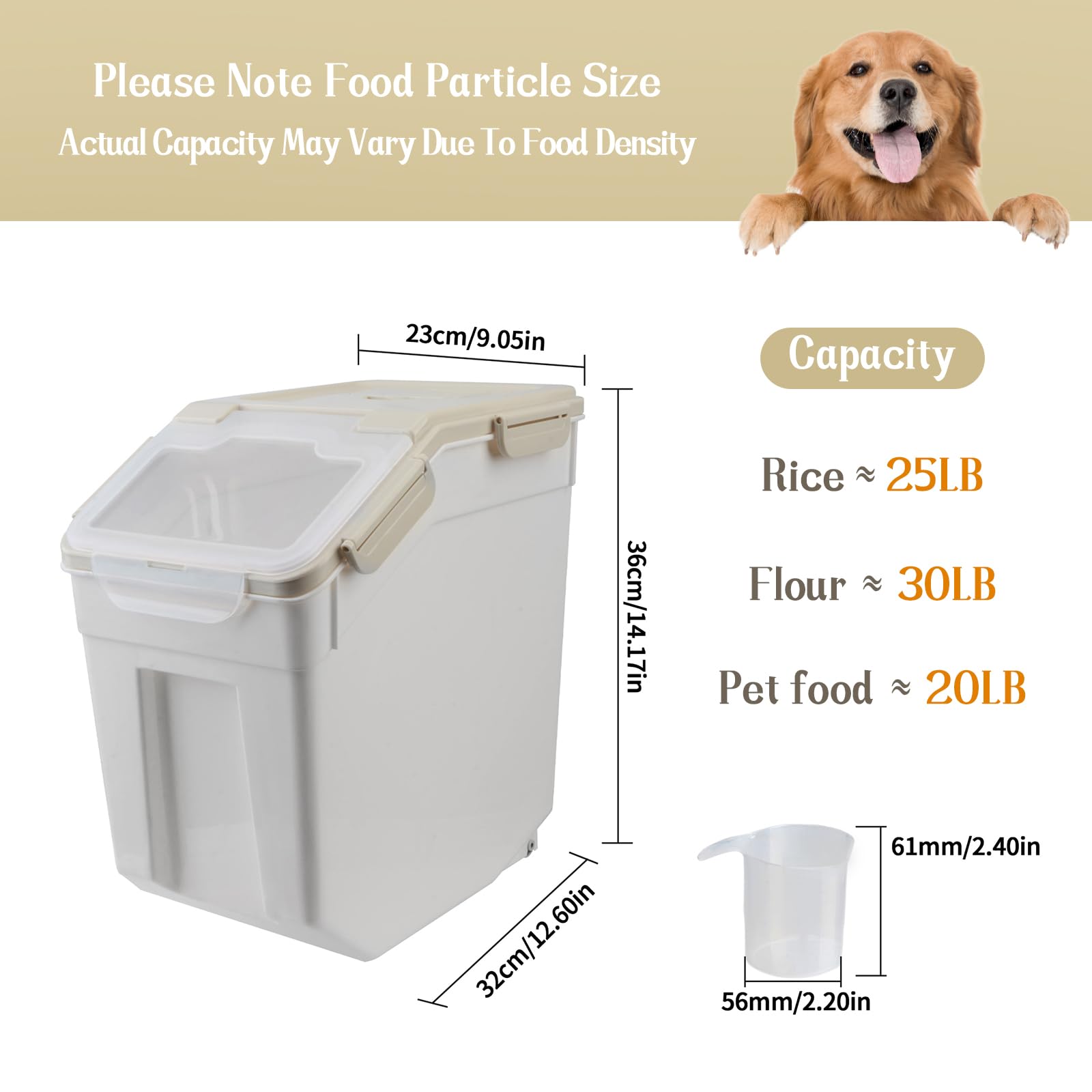 25lb Large Airtight Flour Storage Container with Wheels - 4 Pack BPA-Free Food Storage Bins with Seal Locking Lid & Measuring Scoop - Perfect for Flour, Rice, Grains, Sugar, Baking Ingredients (Gray) - Ideal for Kitchen Pantry Organization & Bulk Food Storage