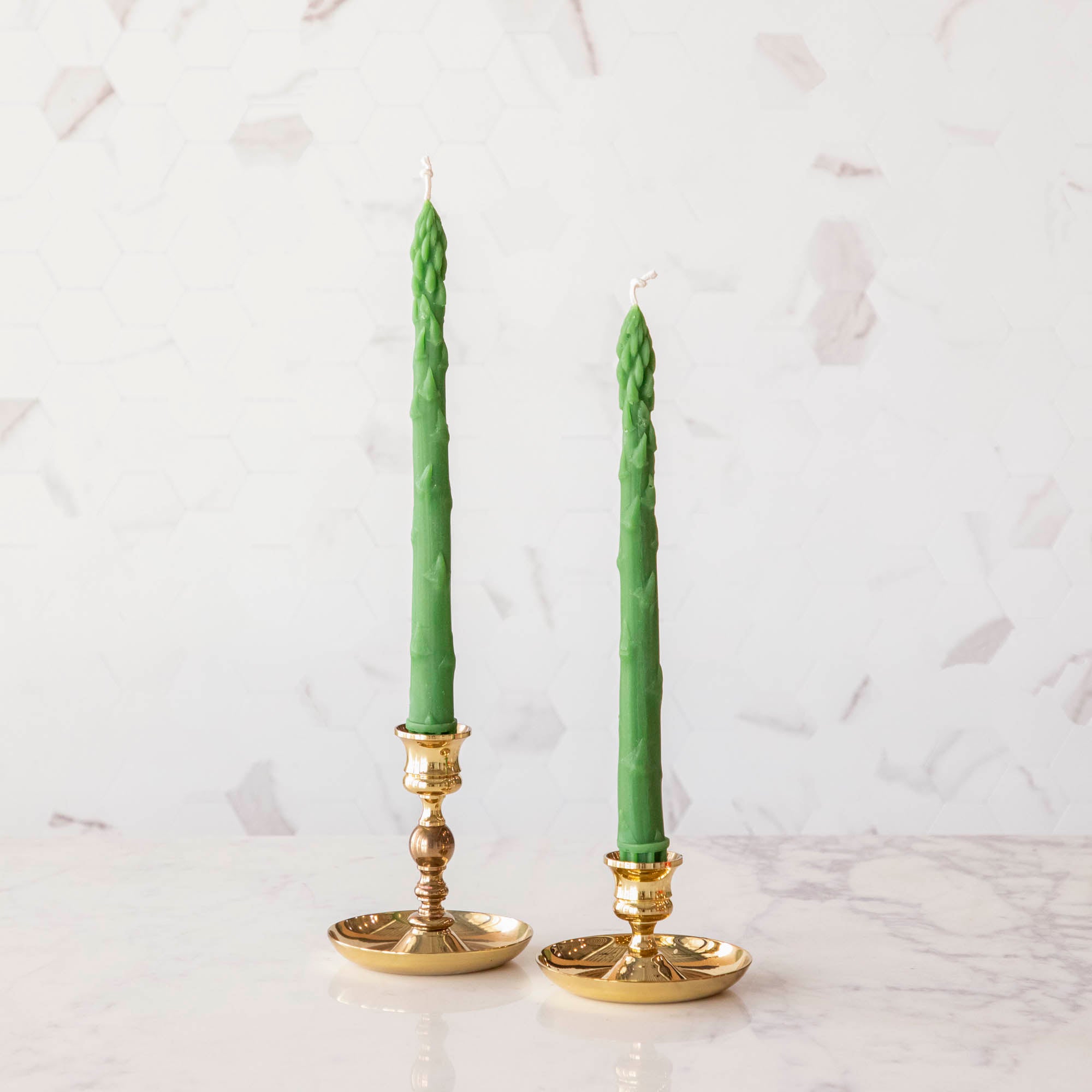 Premium Green Asparagus Beeswax Taper Candles - Handmade Natural Dripless Candles for Dining Table, Wedding Centerpiece & Romantic Home Decor