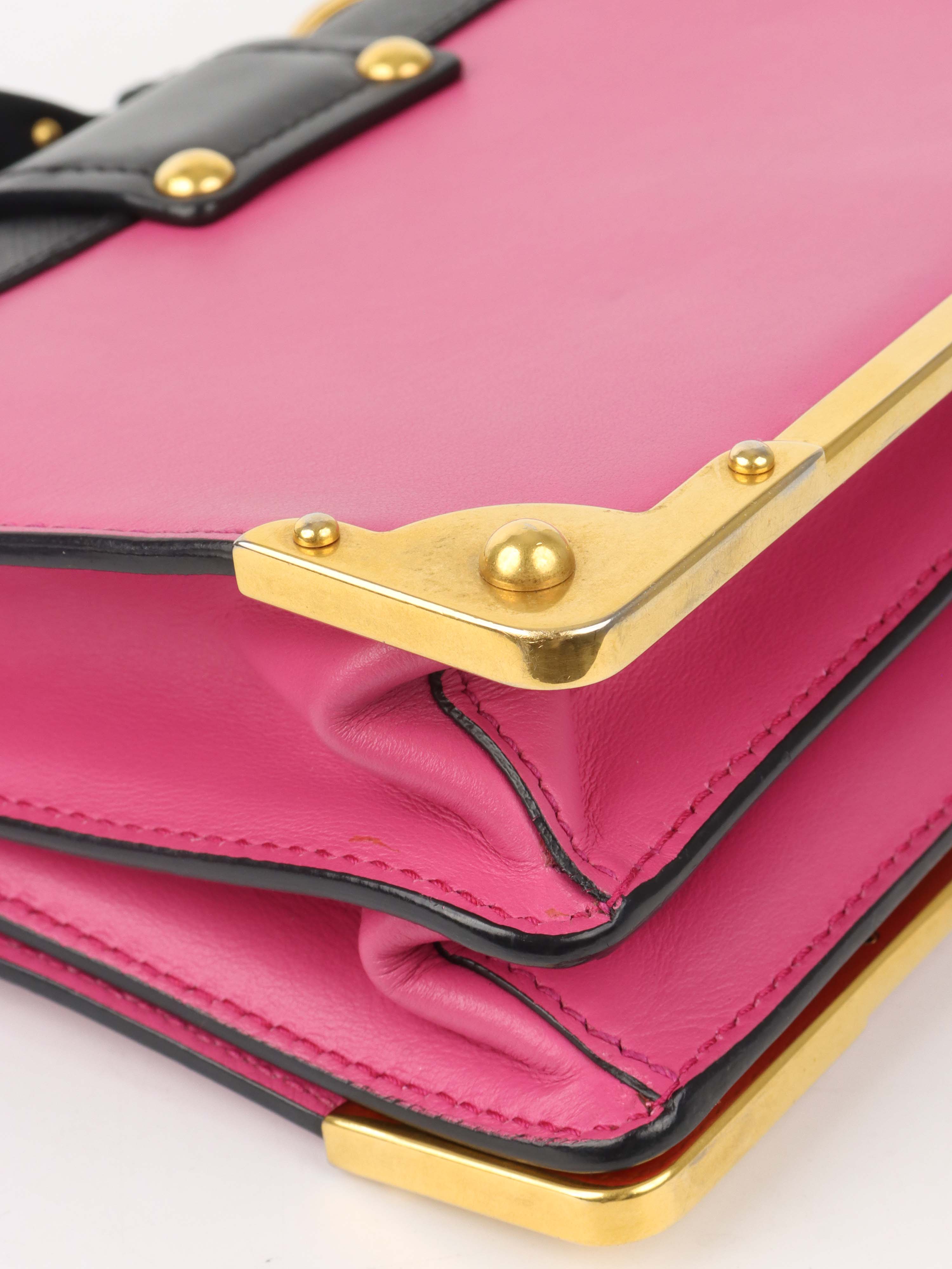 Prada Pink Cahier Leather Crossbody Bag for Women | Luxury Designer Handbag with Adjustable Strap | Perfect for Parties, Date Nights & Everyday Use