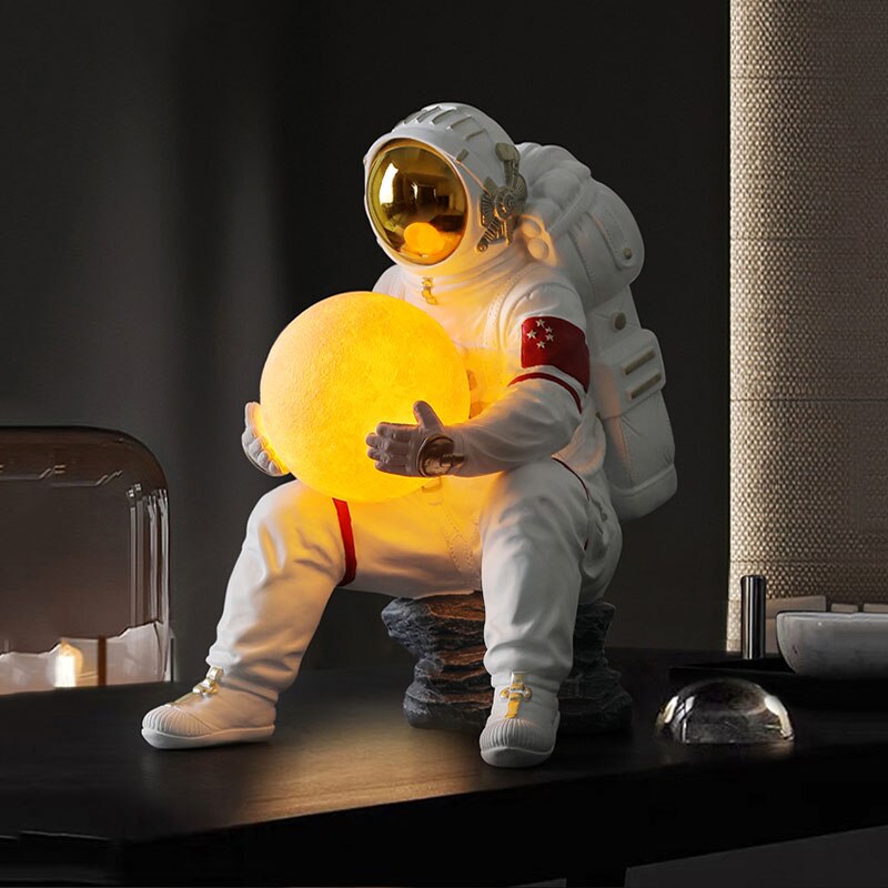 Astronaut Sculpture Statue Light - Unique LED Night Light for Home & Office Decor | Space-Themed Gift for Kids & Adults | Perfect for Bedroom, Living Room & Nursery