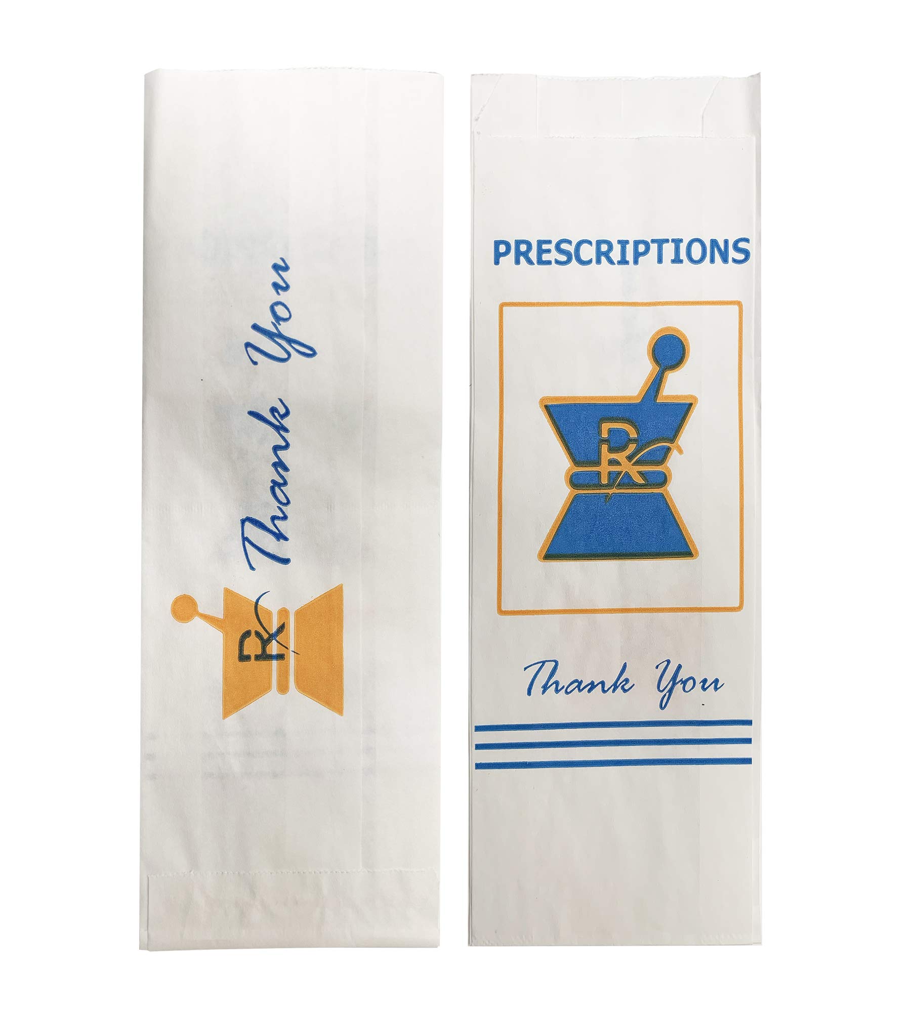 White Kraft Small Printed Prescription Pharmacy Paper Bags (1000 Count) - Rx Medical Bags for Pharmacies, Drugstores & Healthcare Facilities | Durable Medicine Storage & Dispensing Solution