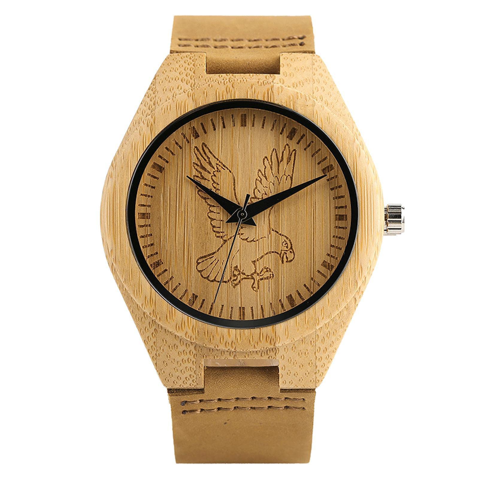 Eco-Friendly Wooden Watches for Men & Women - Handcrafted Bamboo & Leather Minimalist Watch - Perfect for Casual, Outdoor & Sustainable Fashion Lifestyles