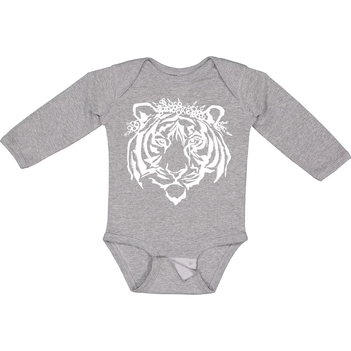 Inktastic Tiger Queen in Flower Crown Long Sleeve Baby Bodysuit - Cute Animal Print Onesie for Infants & Toddlers - Perfect for Playdates, Photo Shoots & Everyday Wear