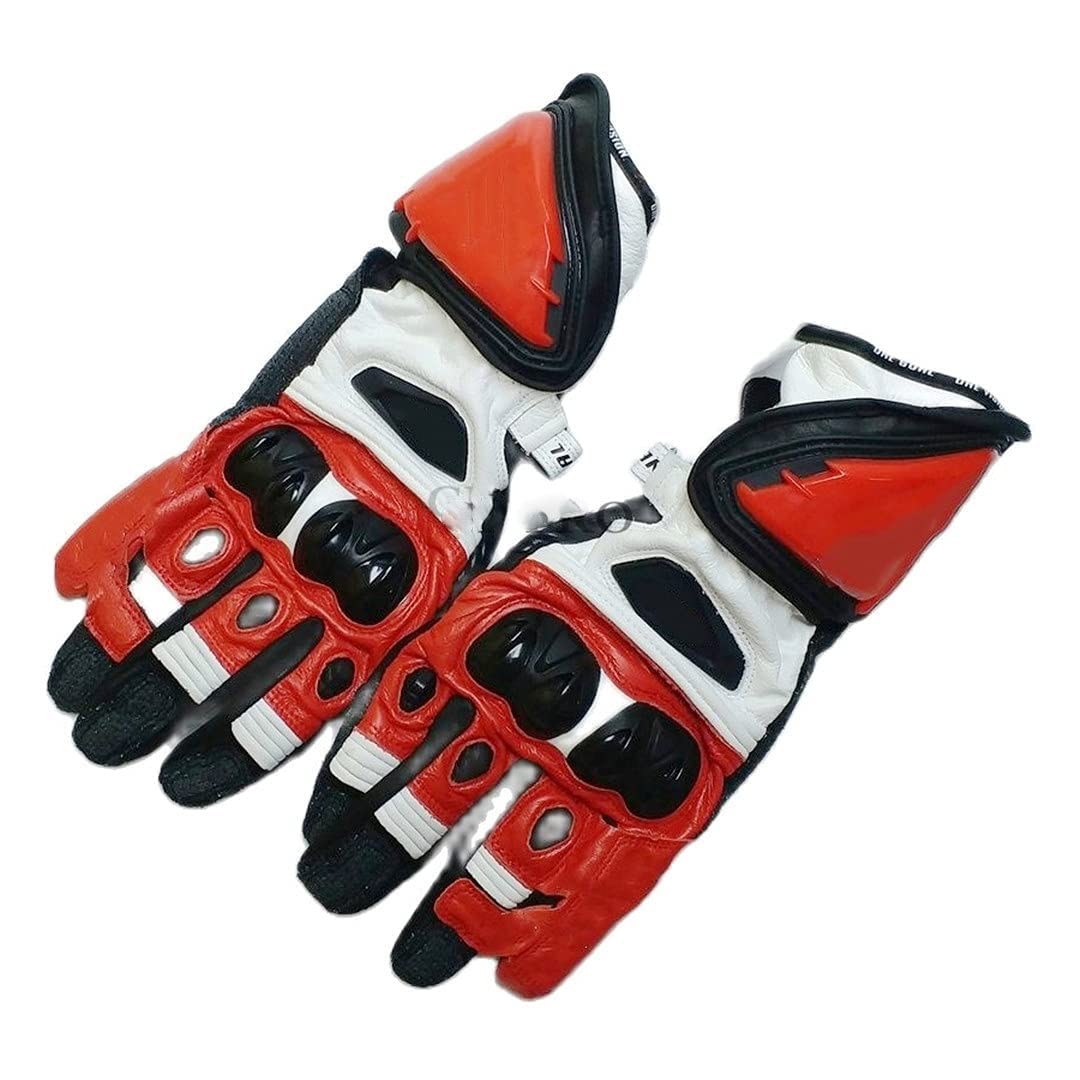 Premium Cowhide Leather Motorcycle Gloves for Men & Women - Long Racing Gloves with Reinforced Protection - Ideal for Harley, Cruiser & Sport Bike Riding