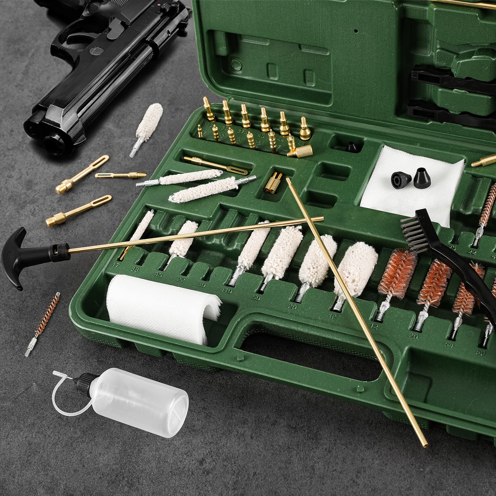 Universal Gun Cleaning Kit for All Calibers - Complete Cleaning Supplies with Portable Carrying Case - Perfect for Rifle, Pistol, and Firearm Maintenance at Home or Range