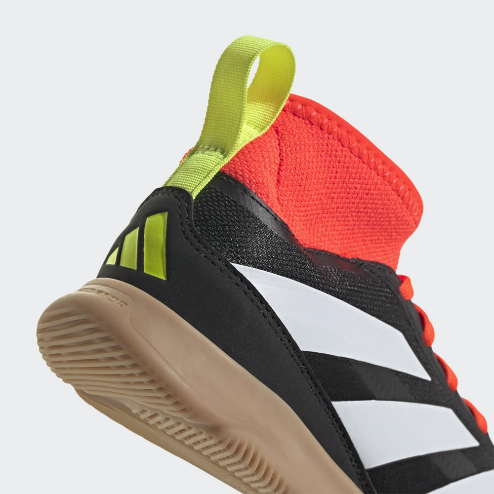 Adidas Predator League Junior Indoor Football Shoes - Black/White/Solar Red - Kids Soccer Cleats for Indoor Training & Matches
