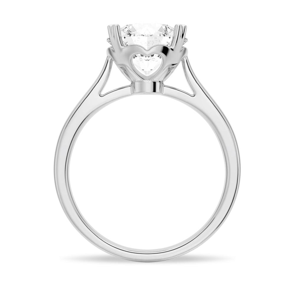 Secret Solitaire Round Moissanite Engagement Ring - 1.5ct Halo Diamond Wedding Band for Women, 14K White Gold Promise Ring for Her | Perfect Proposal Gift, Anniversary & Valentine's Day Jewelry