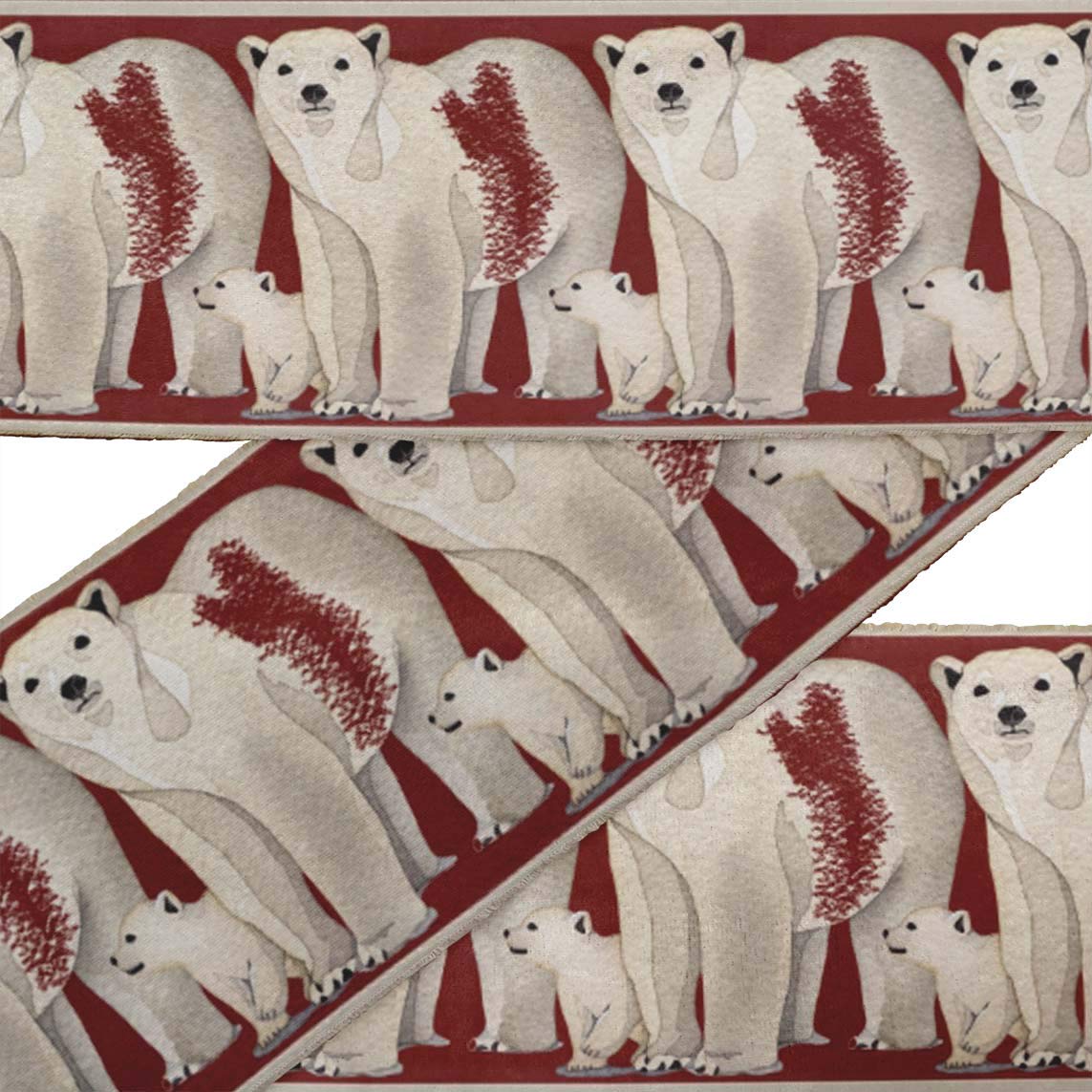 Red Polar Bear Animal Print Velvet Ribbon Trim - 9 Yards, 3 Inches Wide for Crafts & Sewing Accessories | Perfect for DIY Projects, Gift Wrapping, and Home Decor