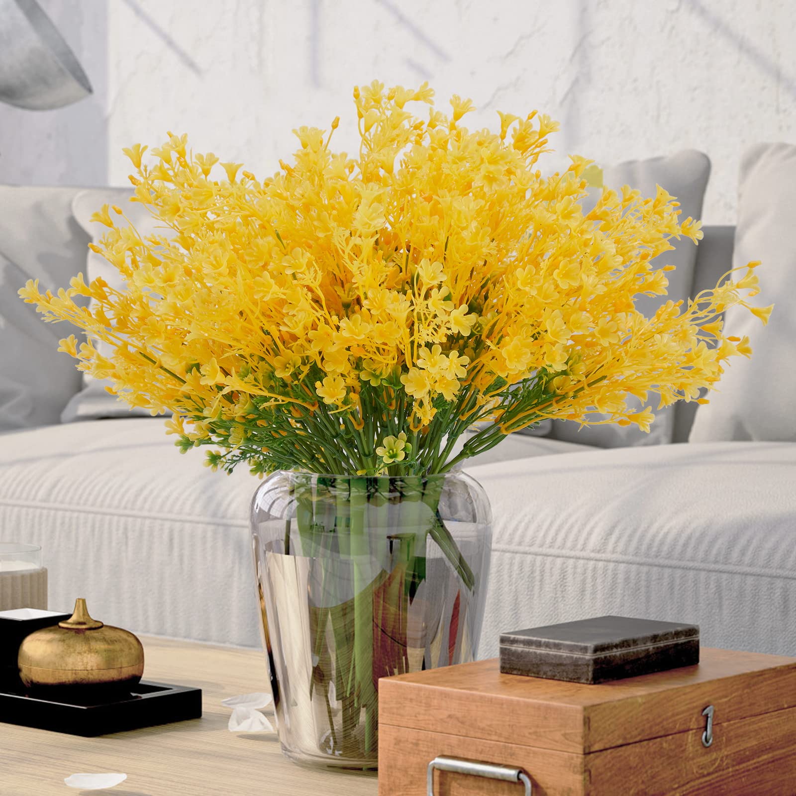 12 Pcs UV Resistant Artificial Flowers for Outdoor - Fade Proof Fake Rapeseed Plants for Garden, Porch, Window Box Decor - Perfect for Wedding, Party & Home Decoration