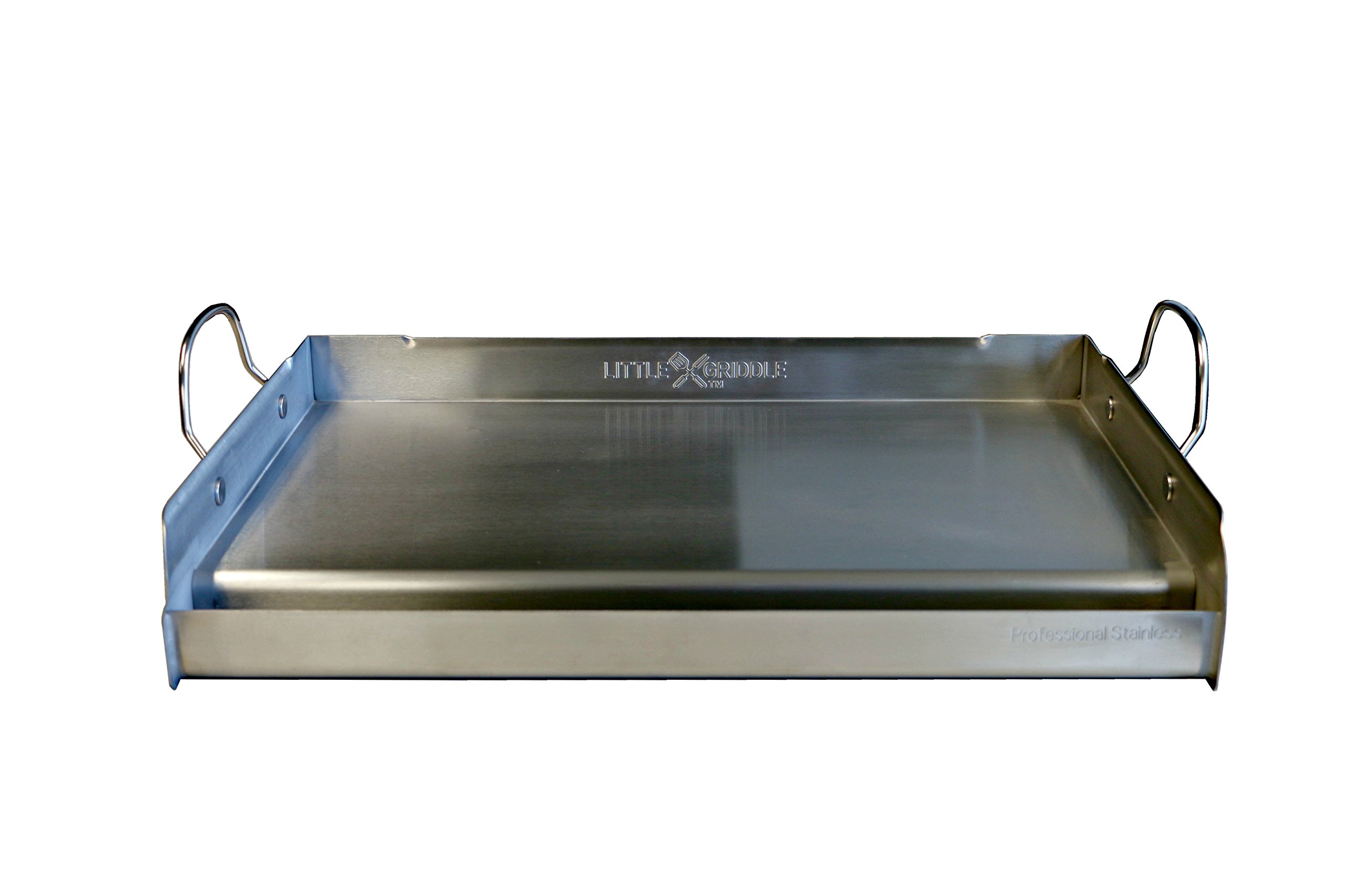 LITTLE GRIDDLE GQ230 Professional Stainless Steel Griddle - Even Heat Distribution, Cross Bracing & Removable Handles + Jim Beam JB0181 9