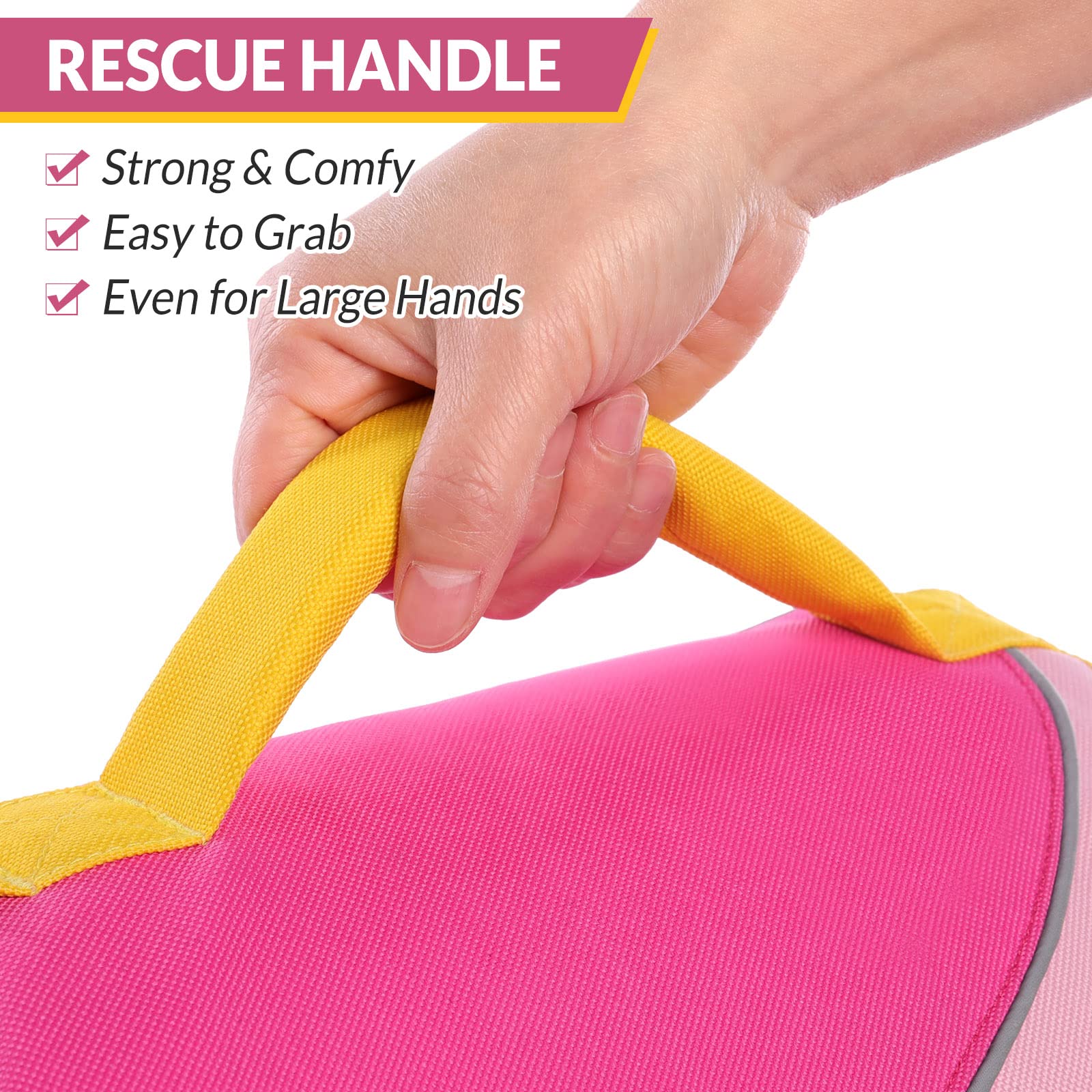 Queenmore Dog Life Jacket - Ripstop Pet Life Vest for Small Dogs, Swimming & Boating Safety, Strong Rescue Handle in Pink - Perfect for Beach, Pool & Water Activities