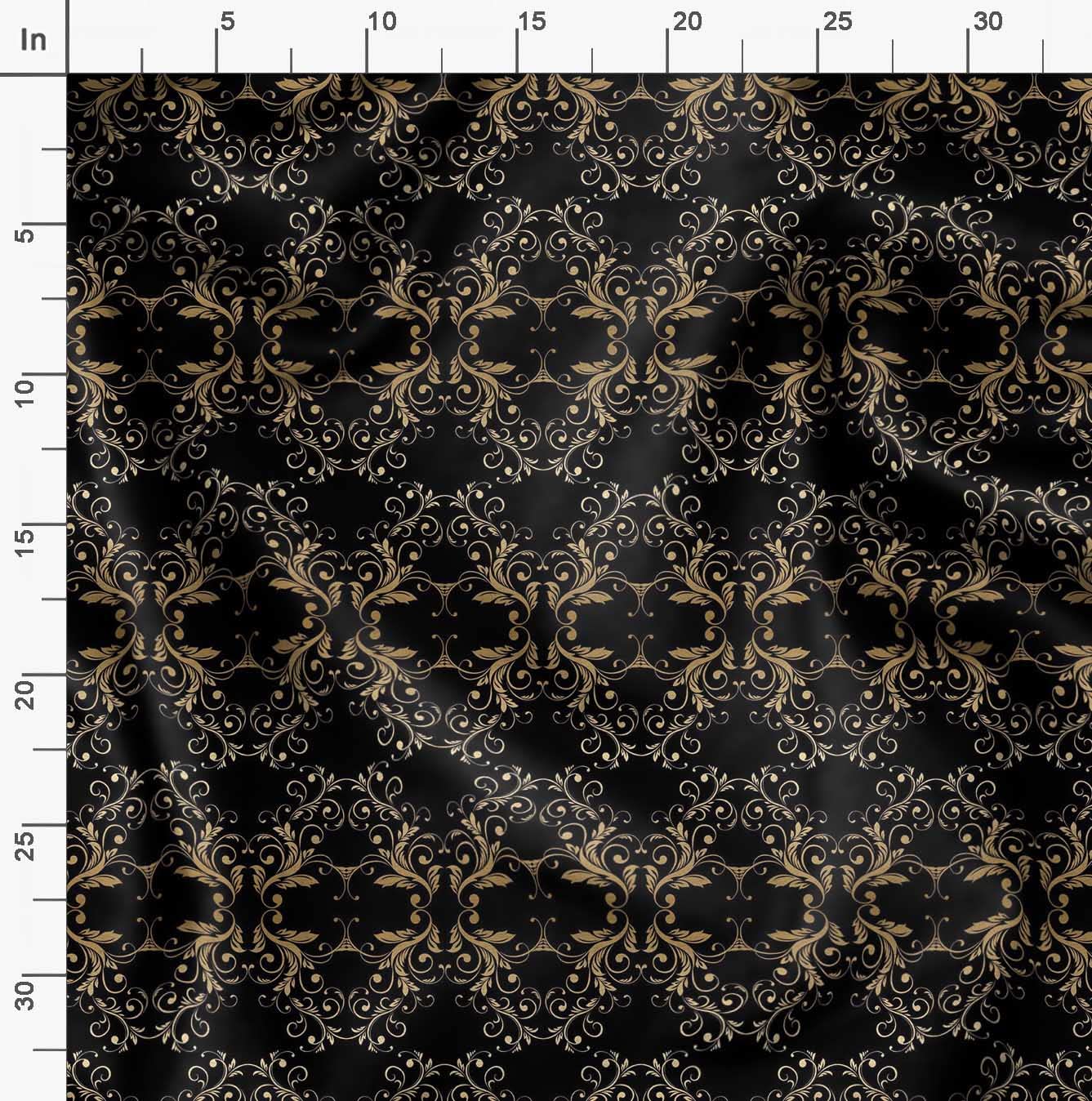 Soimoi Moss Georgette Brown Fabric by The Yard - 42 Inch Wide Filigree Damask Print Material - Elegant Printed Fabric for Dresses, Curtains & Home Decor Projects