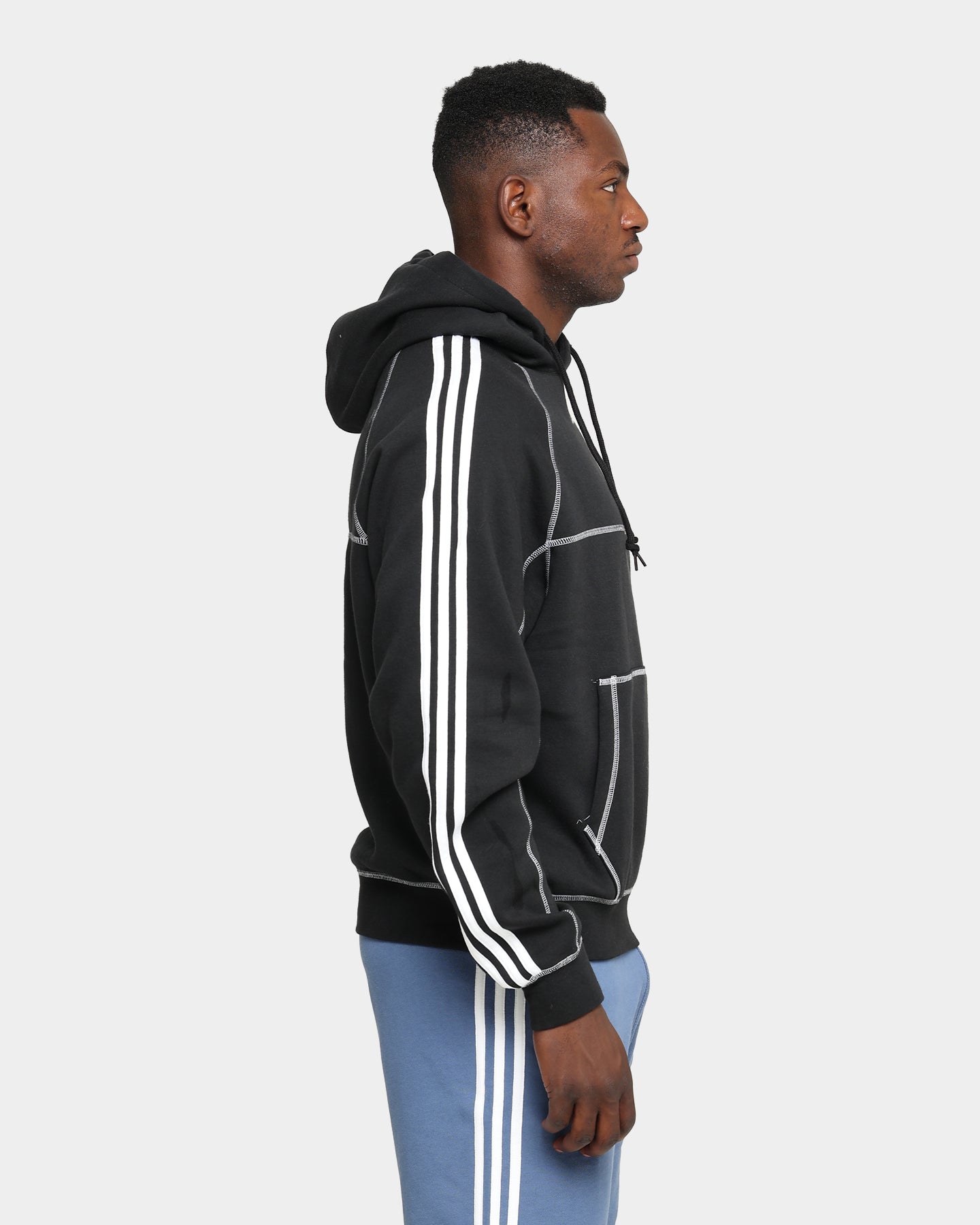 Adidas Contrast Stitch Hoodie Black | Men's Athletic Pullover Sweatshirt | Gym, Running & Casual Wear
