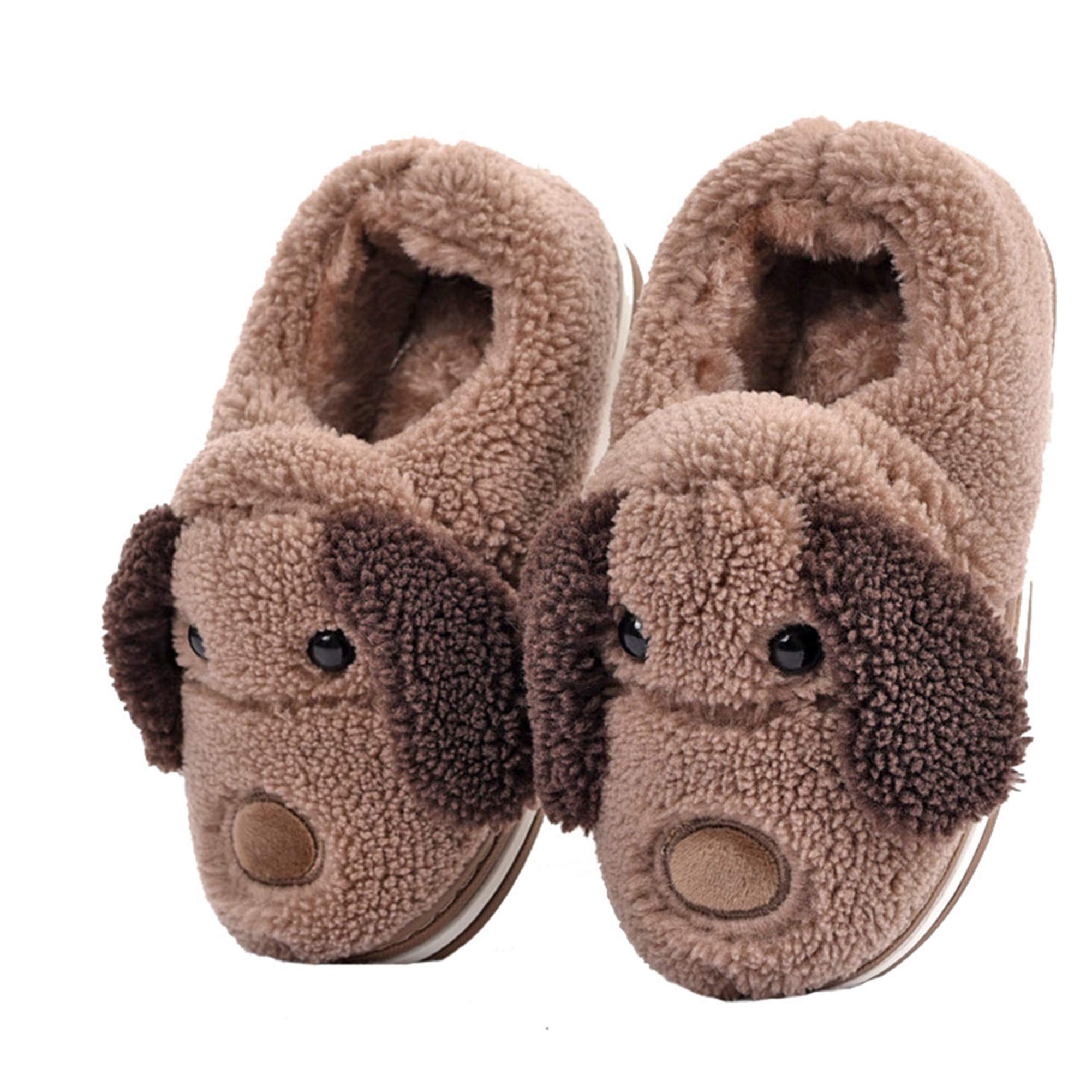 LANFIRE Cozy Cotton Slippers for Adults & Kids - Cute Dog Design Plush House Slippers with Non-Slip Sole | Perfect for Indoor Comfort, Lounge Wear, and Gift Giving