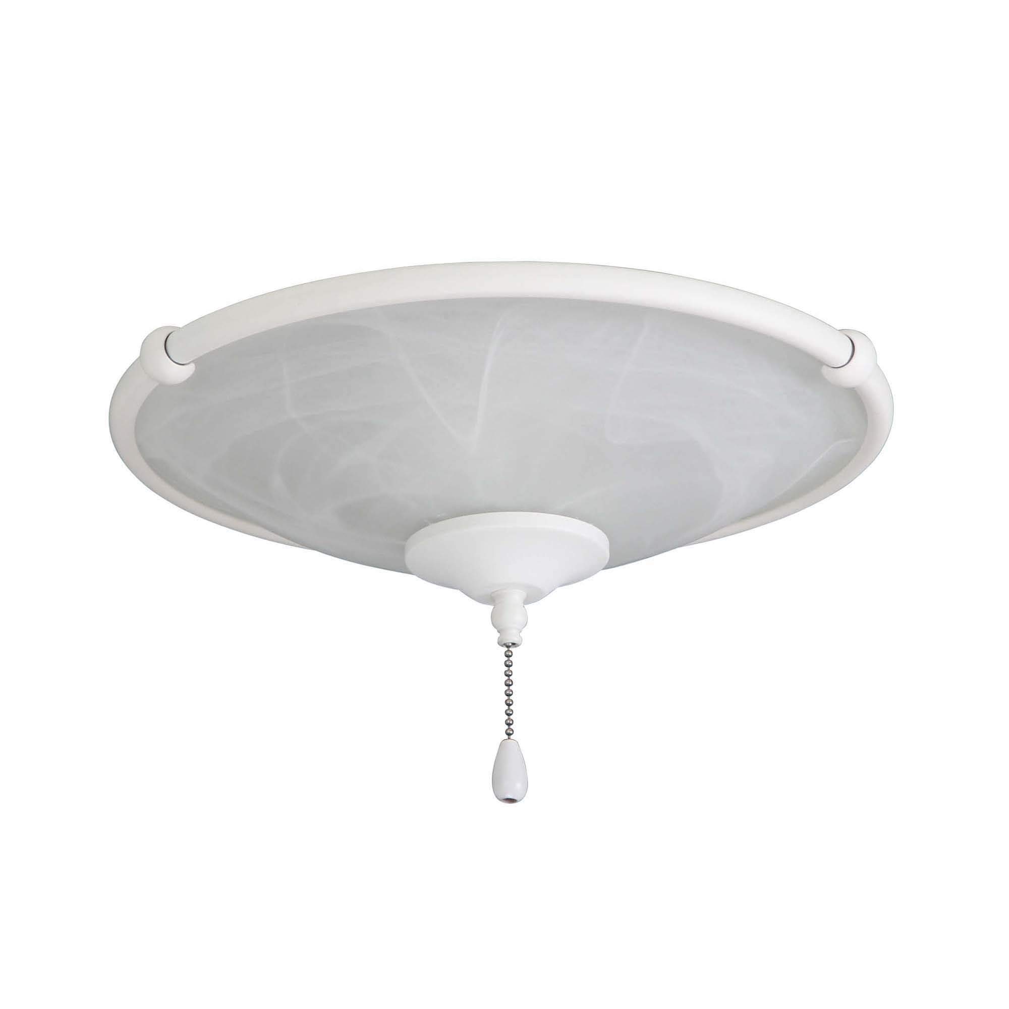 Kathy Ireland HOME Feather Swirl Glass LED Ceiling Fan Light Kit - Damp Rated with 3 Candelabra Bulbs, Pull Chain & Finial in Satin White | Perfect for Bedroom, Living Room & Outdoor Covered Patios