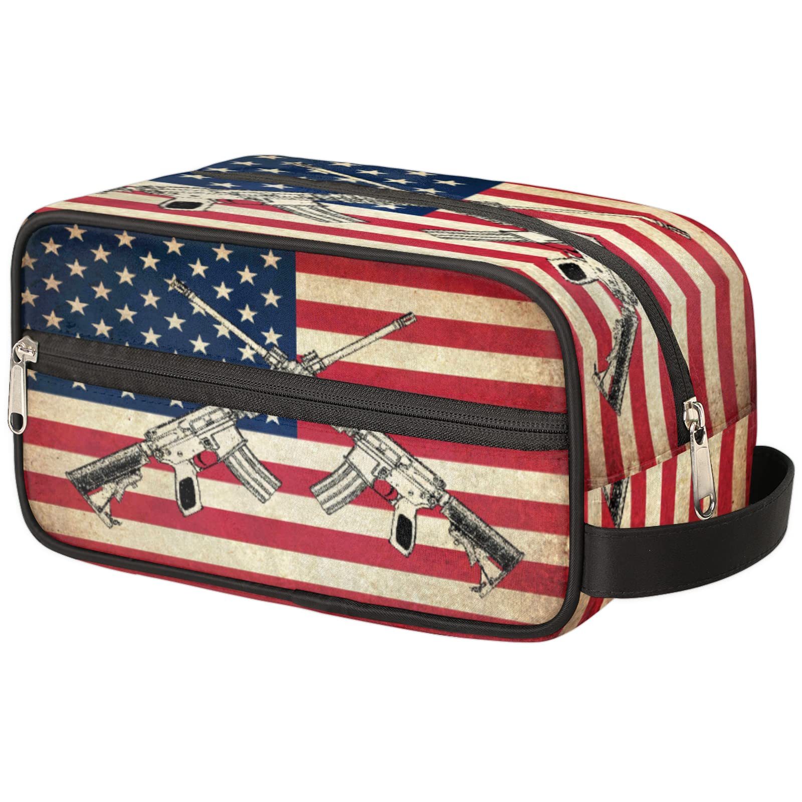 USA Flag Toiletry Bag for Women & Men - Waterproof Travel Cosmetic Organizer, Makeup & Shaving Dopp Kit - Perfect for Camping, Gym, Business Trips & Vacation Accessories