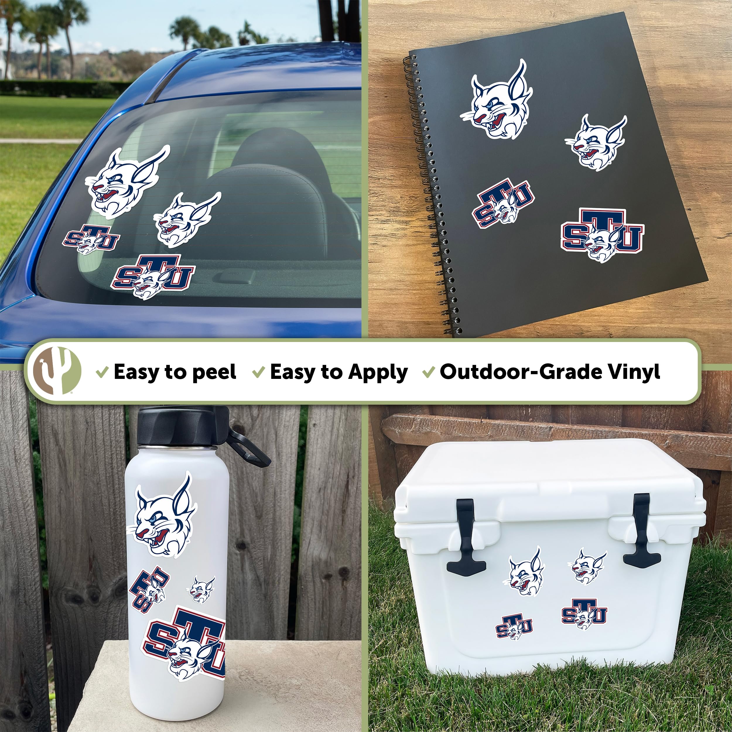 Desert Cactus St. Thomas University Bobcats Vinyl Decals - Waterproof Laptop Stickers, Car Window Decals, Water Bottle & Scrapbook Decor - Perfect for School Spirit, College Dorm Room, and Fan Gear