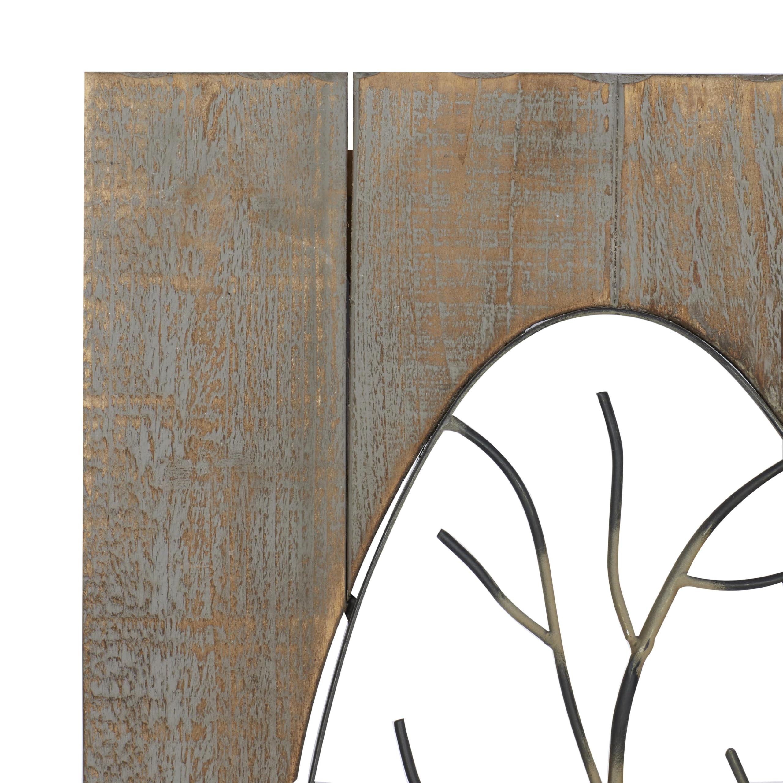 Deco 79 Wooden Bird House Wall Decor - Set of 2 Natural Branch Wall Sculptures 18x1x36 Inches, Rustic Brown Home Art - Perfect for Living Room, Bedroom & Farmhouse Decor