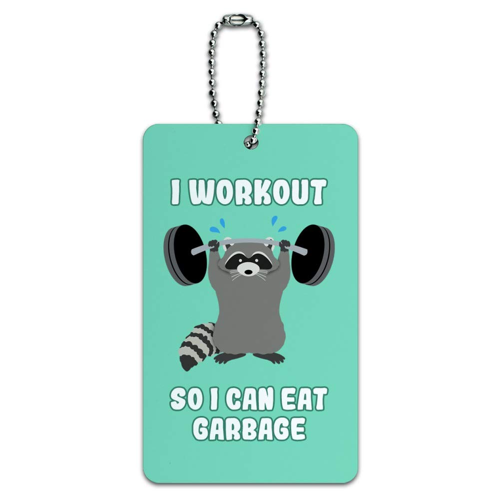Funny Workout & Food Lover Raccoon Luggage ID Tag - Perfect for Gym Bags, Travel Suitcases & Backpacks