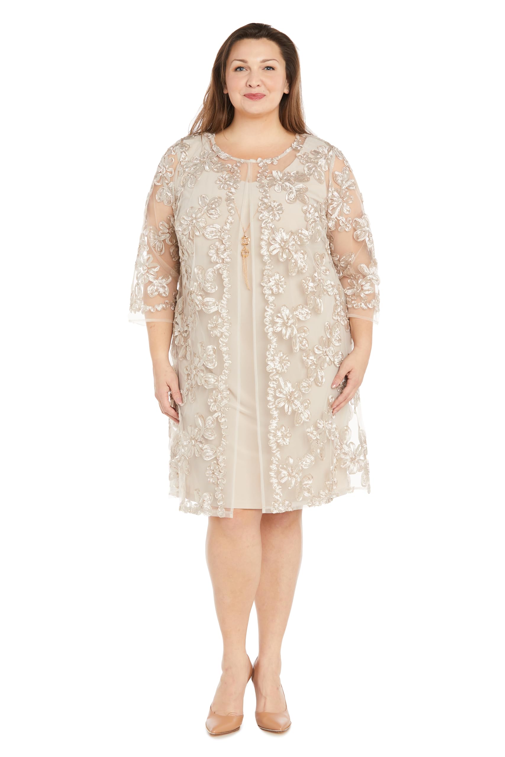 R&M Richards Women's Soutache Jacket & Two-Piece Dress Set - Elegant Formal Outfit for Weddings, Parties & Special Occasions