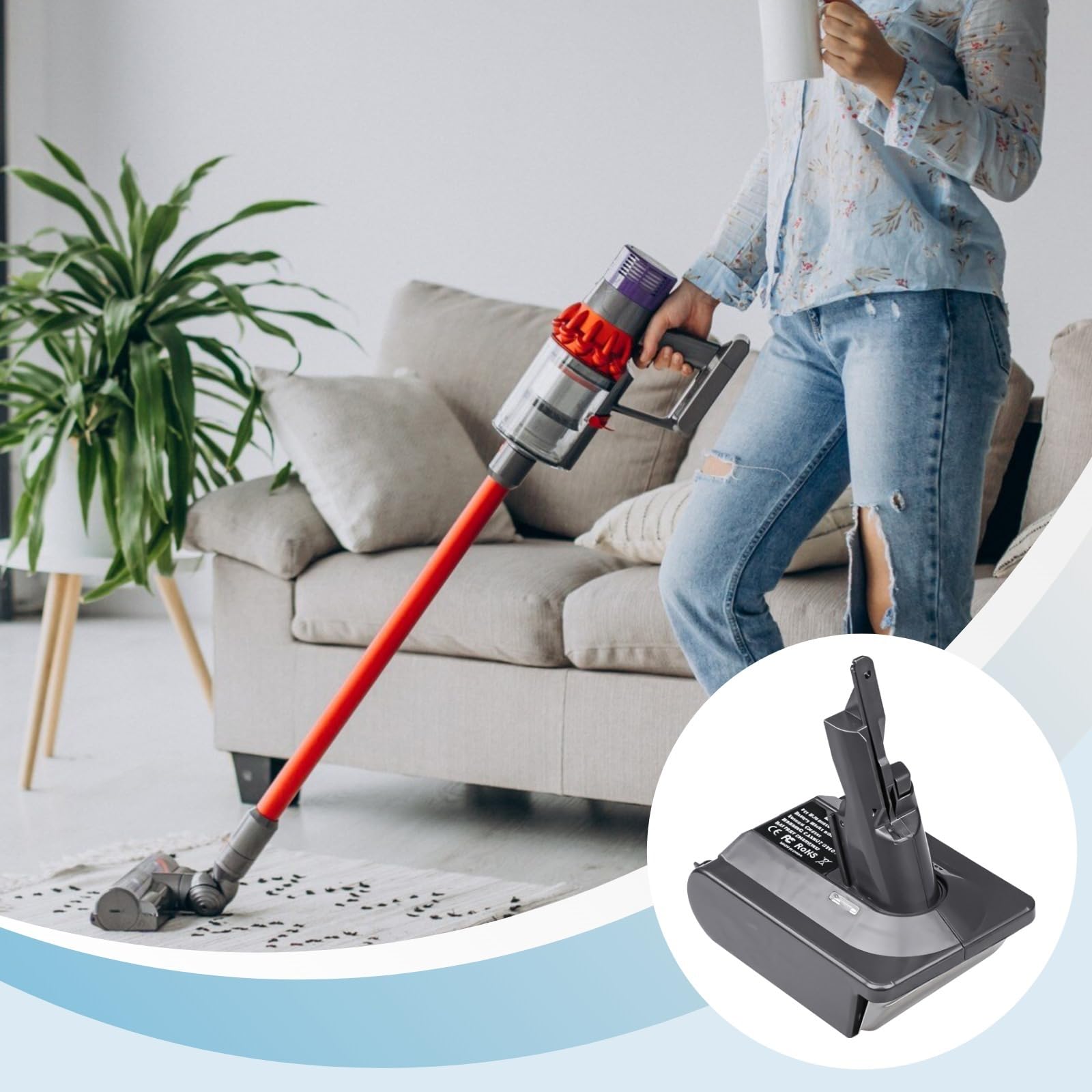 Yeeplant 20V to 7V/8V Battery Adapter for Dyson V8 & V7 Vacuums - Compatible with Dyson V8 Absolute & V7 Animal Models - Multi-Protection Converter for 20V Max XR Batteries - Perfect for Home Cleaning, Car Detailing & Pet Hair Removal