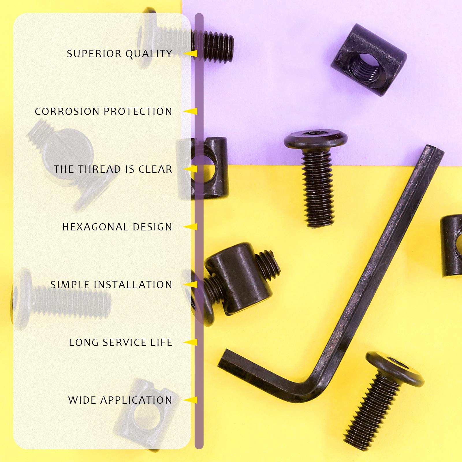 Swpeet 25Pcs M6x15mm Crib Screws with Allen Wrench - Perfect for Baby Beds & Furniture Assembly