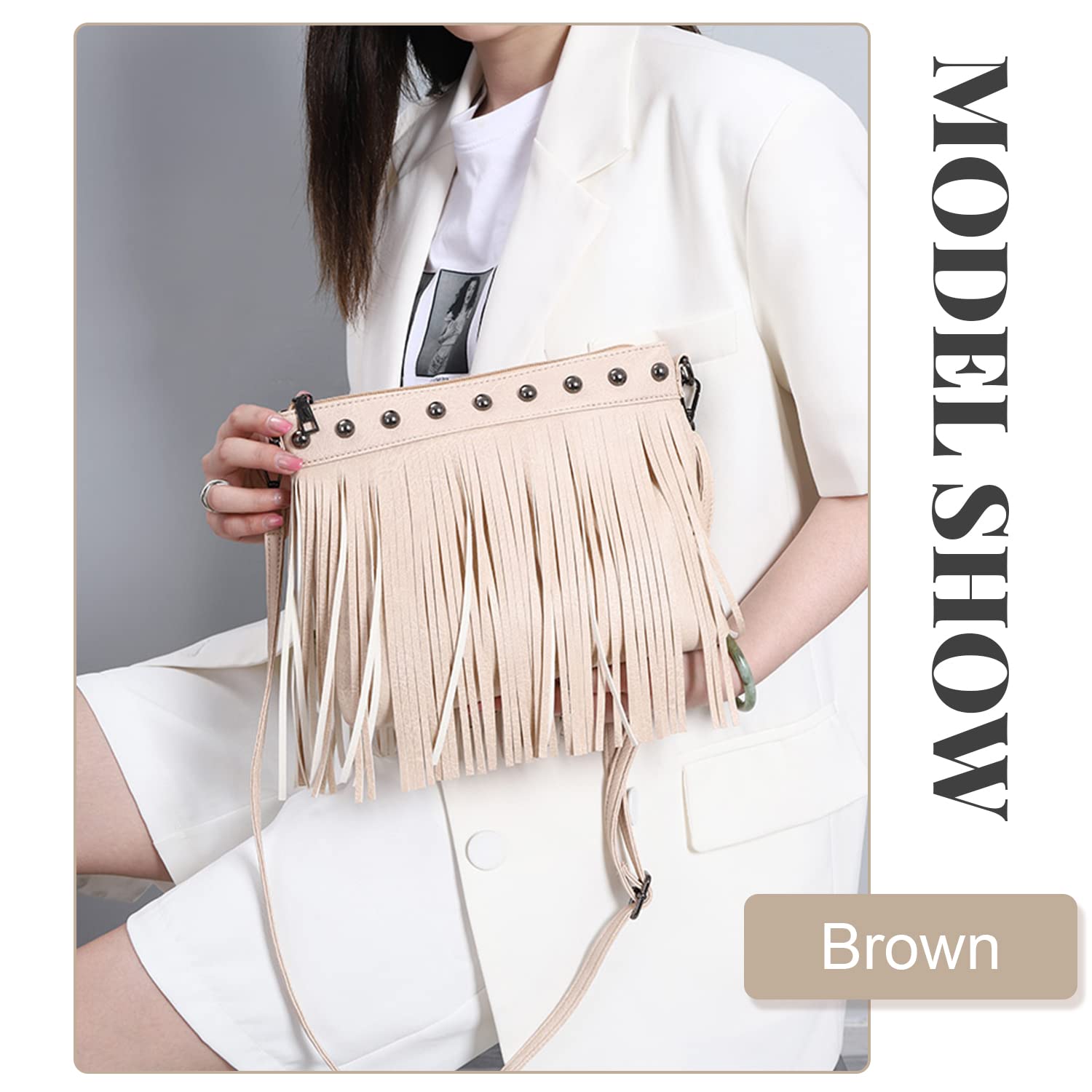Vintage Emprier Women's Hobo Crossbody Purse with Fringe & Tassel - Small Shoulder Handbag for Casual Outings, Date Nights & Travel Accessories