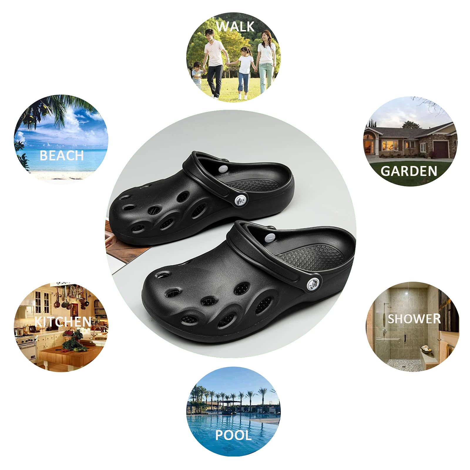 CYian Men's & Women's Casual Garden Clogs - Slip-On Water Shoes with Non-Slip Sole for Summer, Beach, Pool & Outdoor Activities