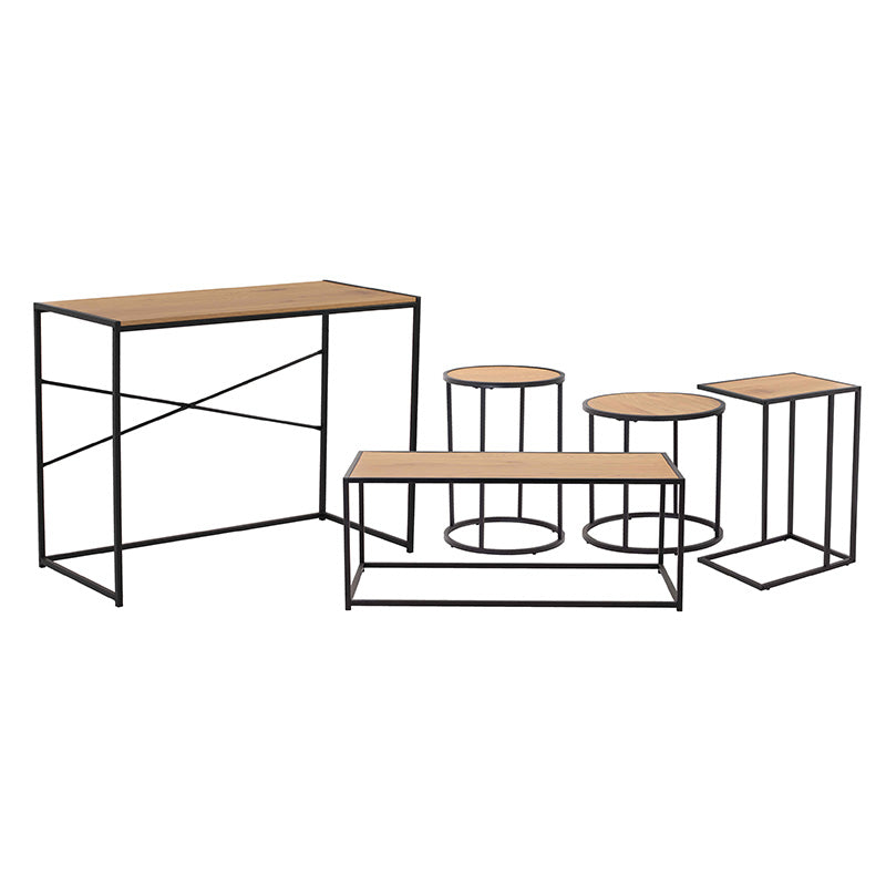 BRADFORD 100cm Coffee Table - Natural & Black Finish Modern Living Room Furniture for Small Spaces & Apartments