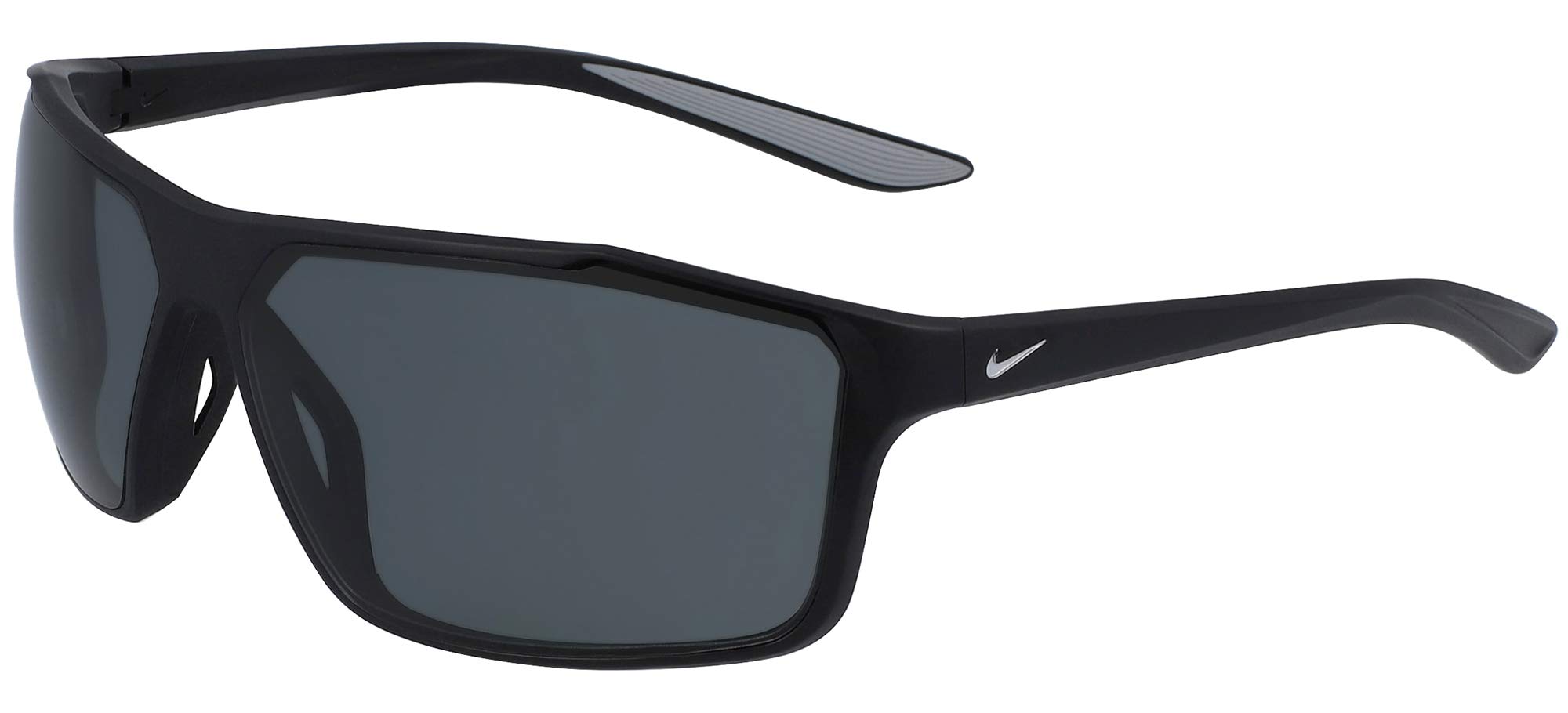 Nike Windstorm P Polarized Rectangular Sunglasses for Men & Women - Black/Silver Frame, 65mm Lens, 13mm Bridge, 140mm Arm - UV Protection for Driving, Running & Outdoor Activities